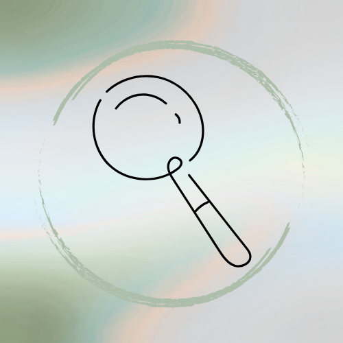 Illustration of a magnifying glass examining a large circle.