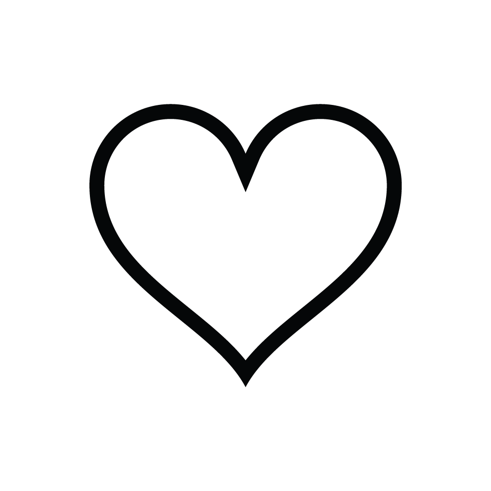 Simple black heart outline on a white background.