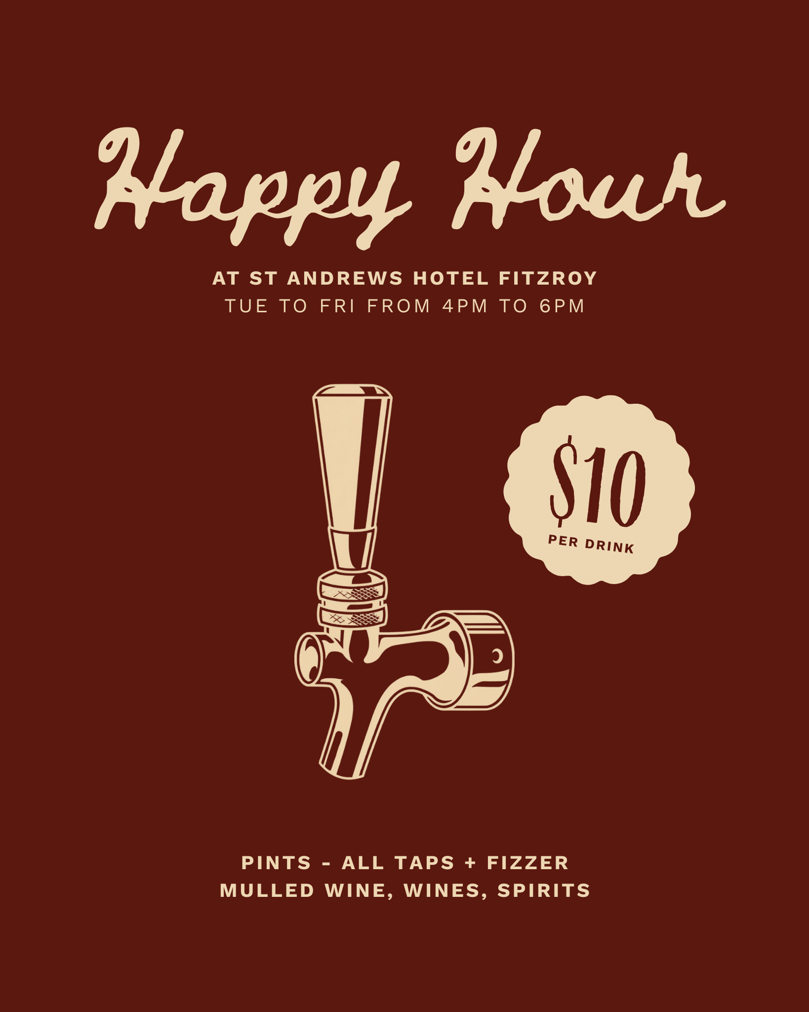 Happy hour at St Andrews Hotel Fitzroy