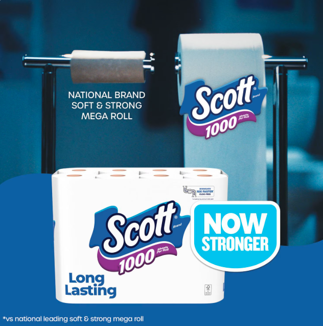 Scott 1-Ply Toilet Paper Roll, 1000 sheets