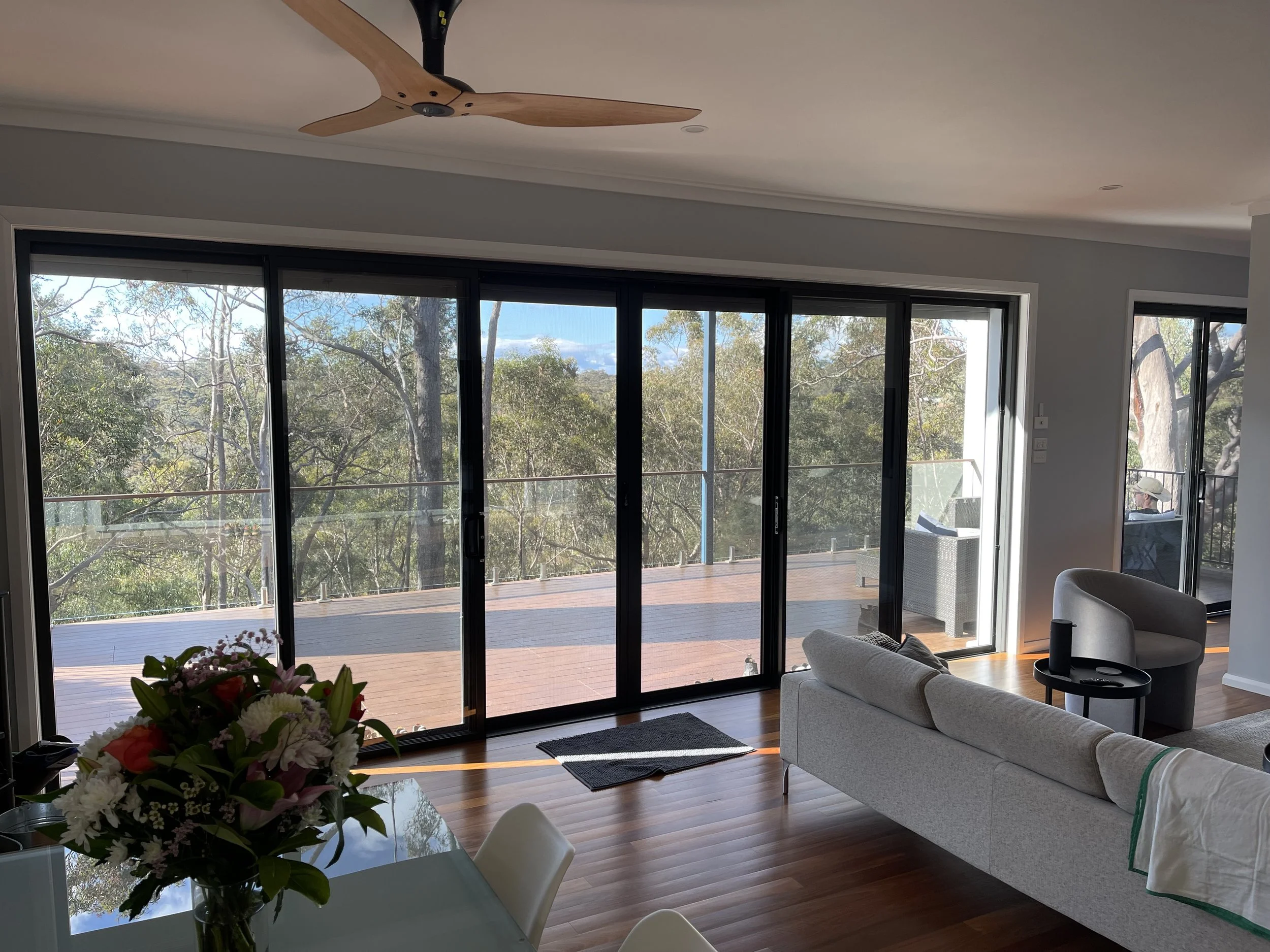 Amplimesh SupaScreens across glass balcony sliding doors