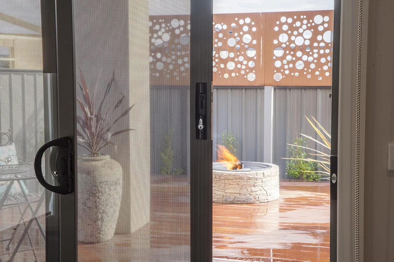 IntrudaGuard security screen for sliding glass doors