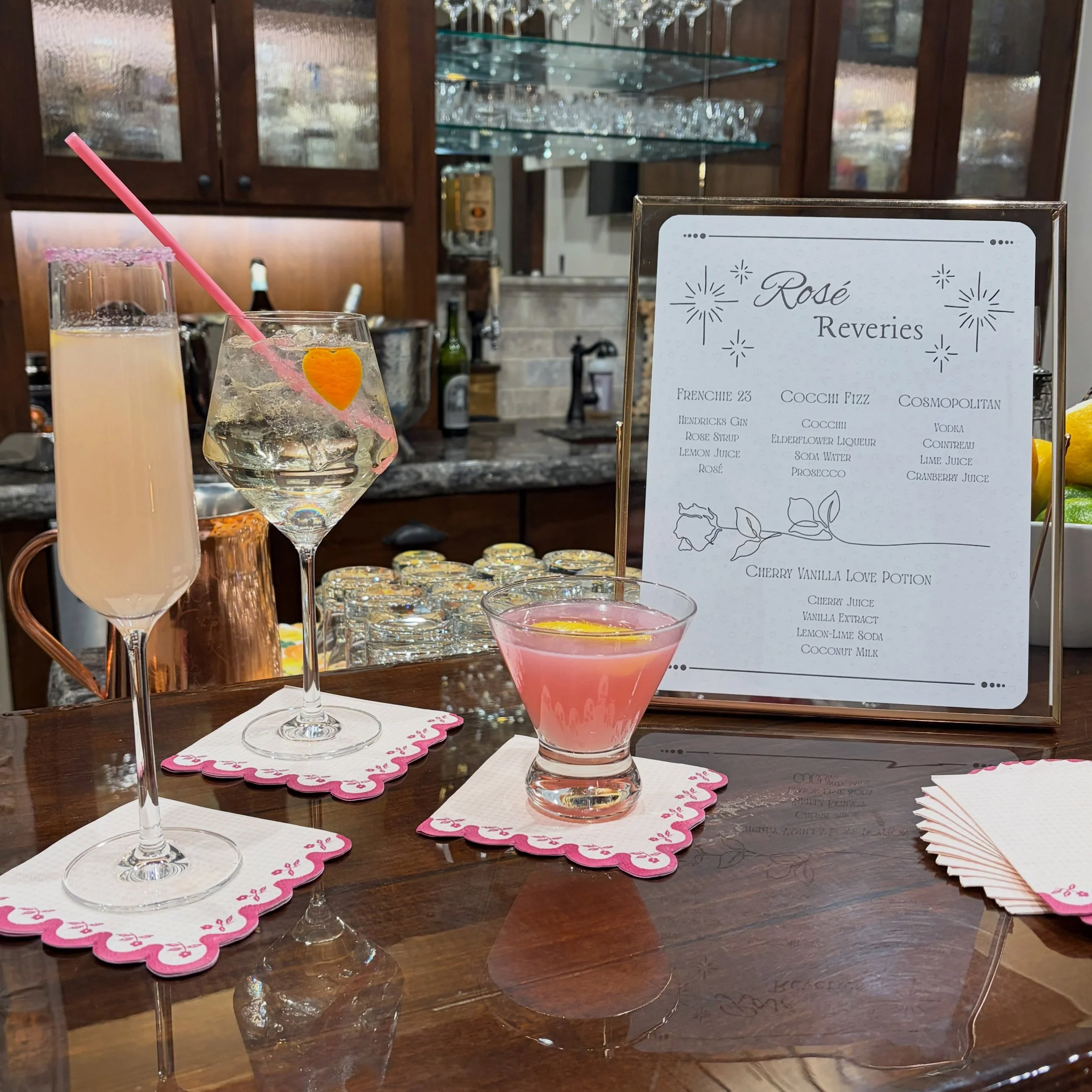 A beautiful drink is more than just a cocktail, it&rsquo;s part of the experience.
Bitters &amp; Blooms offers bartending for weddings, parties, showers, corporate events, and private celebrations.