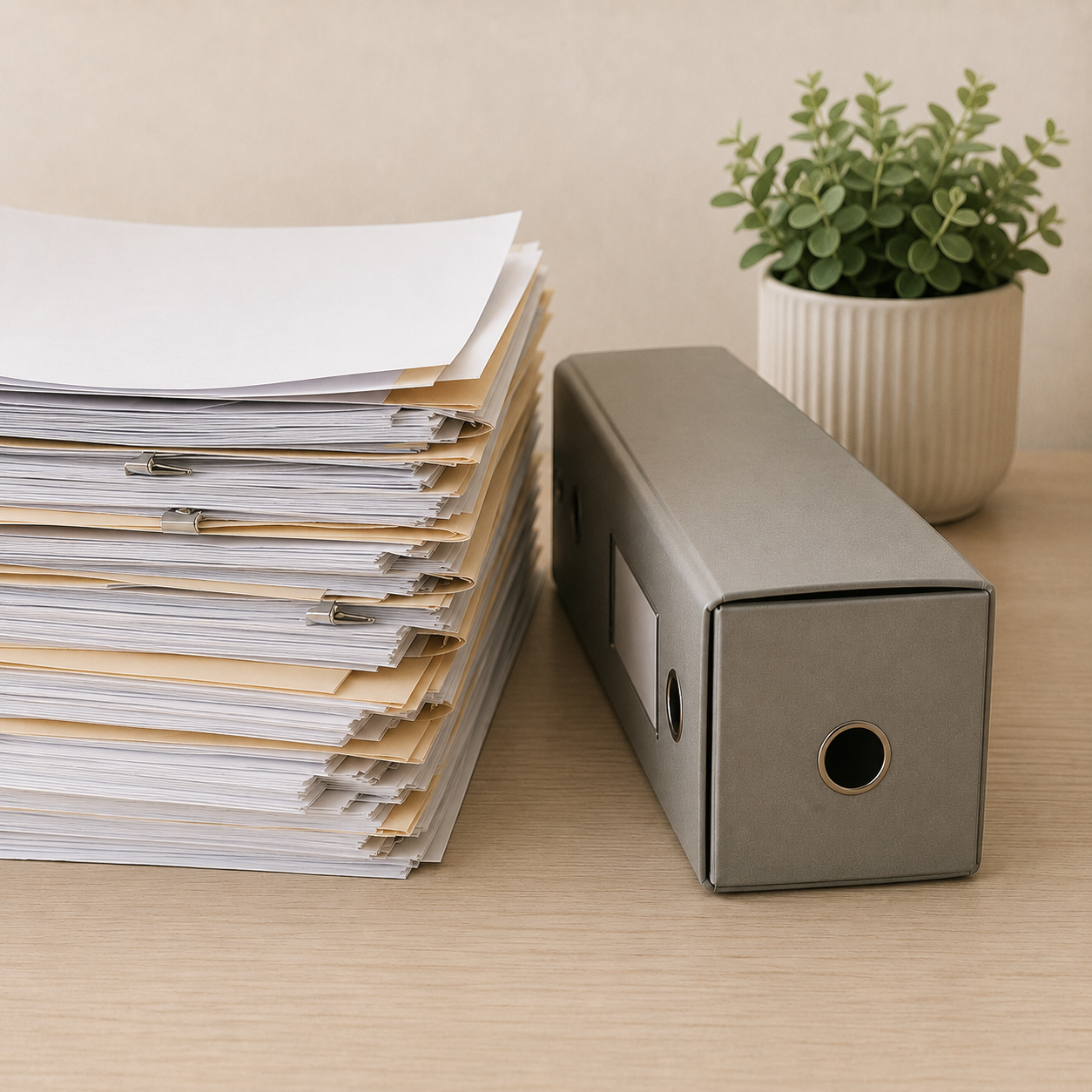 Tidy and minimal office workspace