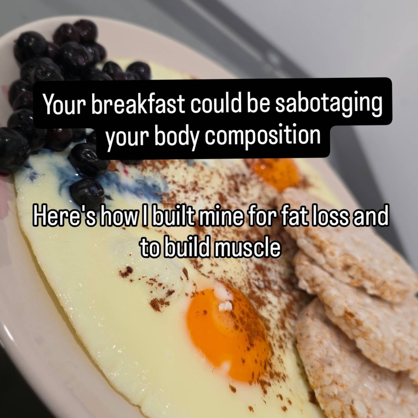 You don't need a complicated breakfast to lose body fat and build muscle.

You need the RIGHT amounts of protein, carbs and fats for your body and your goal.

This is one of my go-to breakfasts:

🍳 2 whole eggs
🥚 250g egg whites
🫐 80g blueberries
