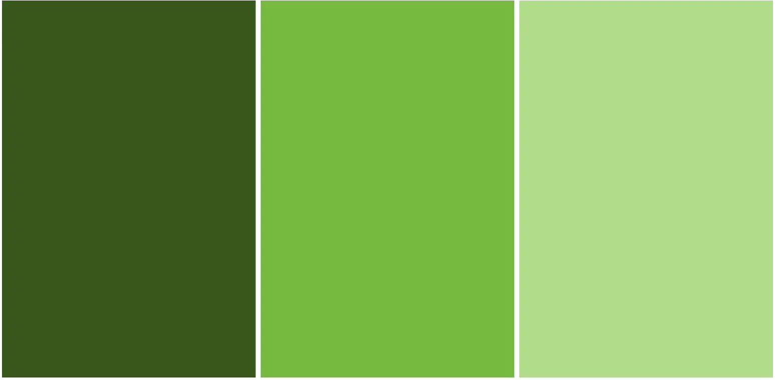 A color palette with four vertical stripes in shades of green, from dark to light.