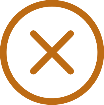 Brown circle with a brown X inside on a black background.