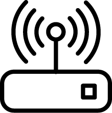 A stylized black cloud with an orange and yellow lightning bolt striking downward.