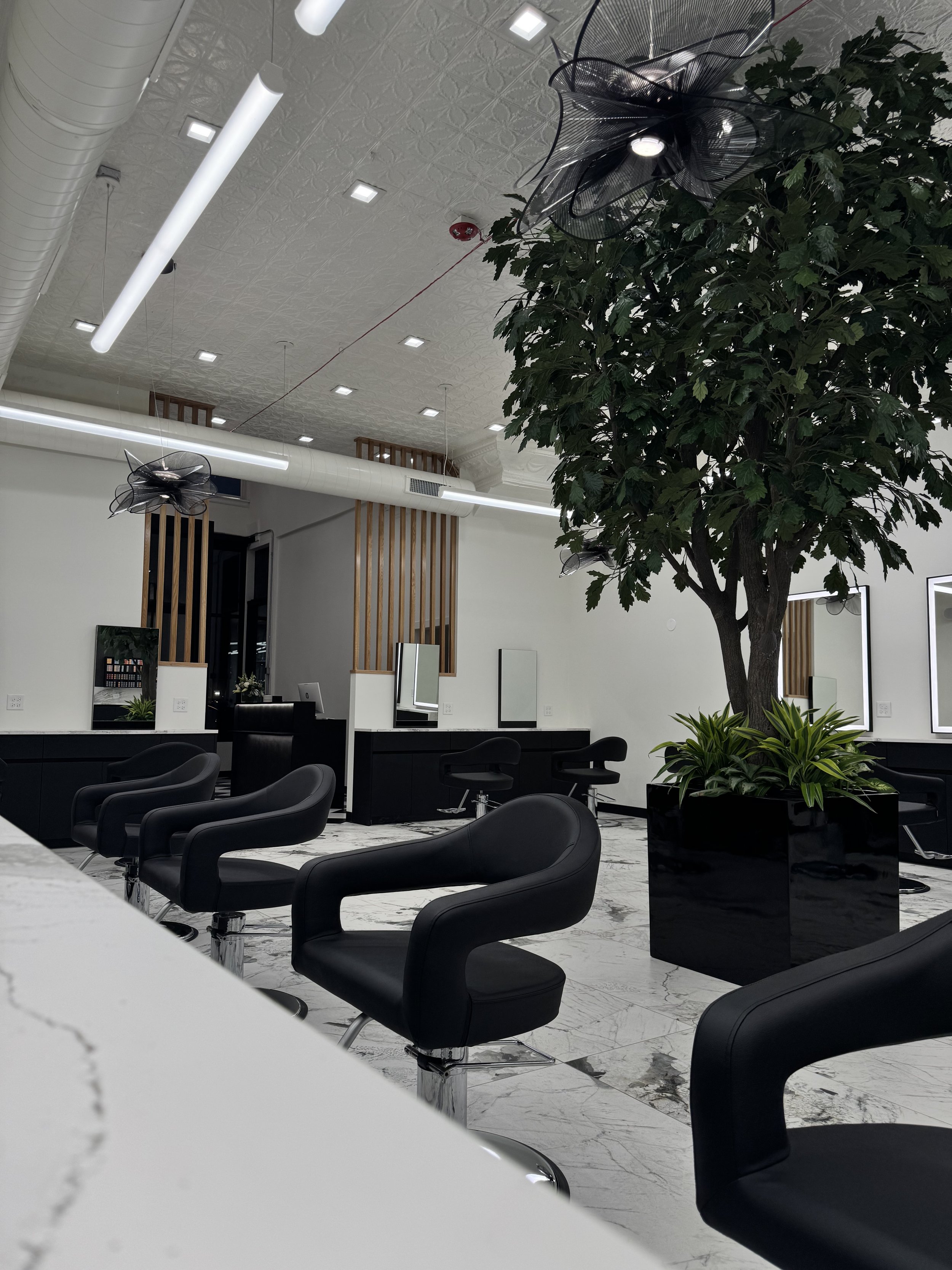 Modern interior of Zazú Salons Geneva in Illinois