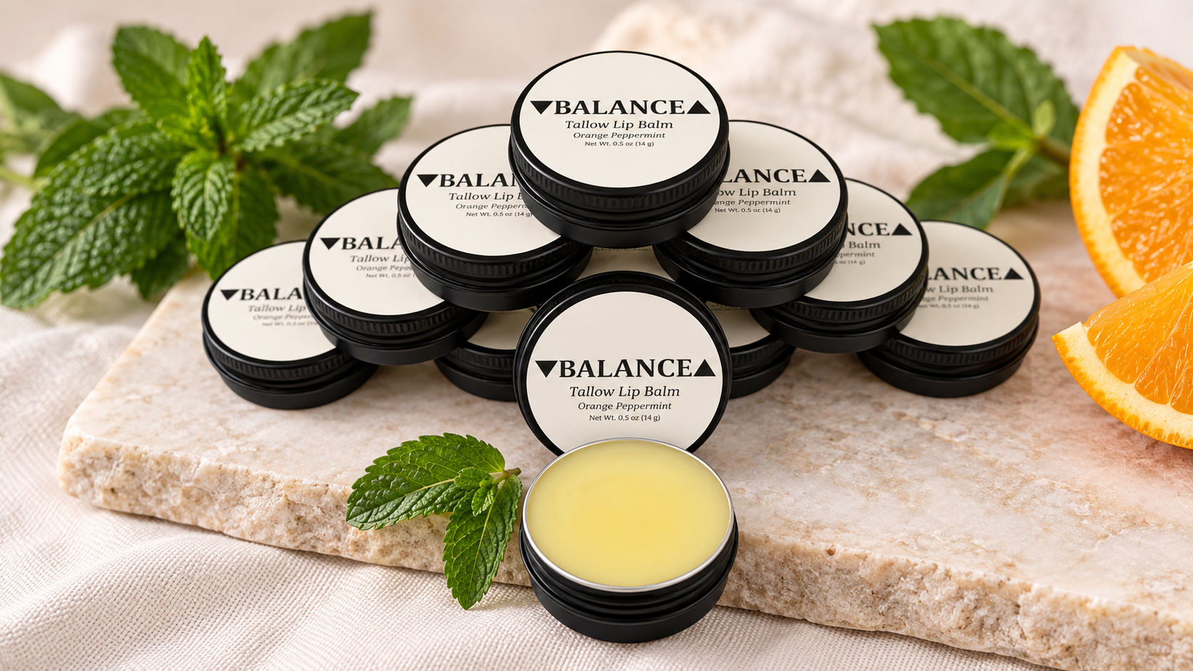 Sweet Orange, Peppermint Tallow Lip Balm