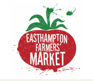 Logo for Easthampton Farmers Market with a stylized tomato and green leaves.