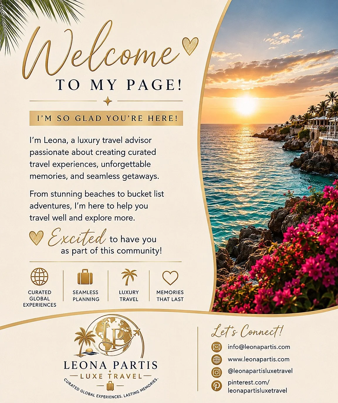 ✨ Welcome to Leona Partis | Luxe Travel! ✈️🌴

I&rsquo;m so excited you&rsquo;re here! 💛Thank you for following along. I can&rsquo;t wait to inspire your next adventure!
💛Whether you&rsquo;re dreaming of a luxury Caribbean escape, looking for milit
