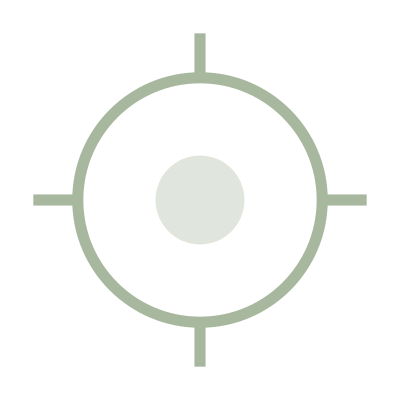 A simplified diagram of a target or a bullseye with a central circle and four lines extending outward