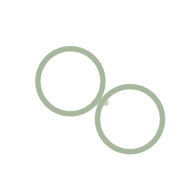 Two light green circles overlapping each other on a black background.