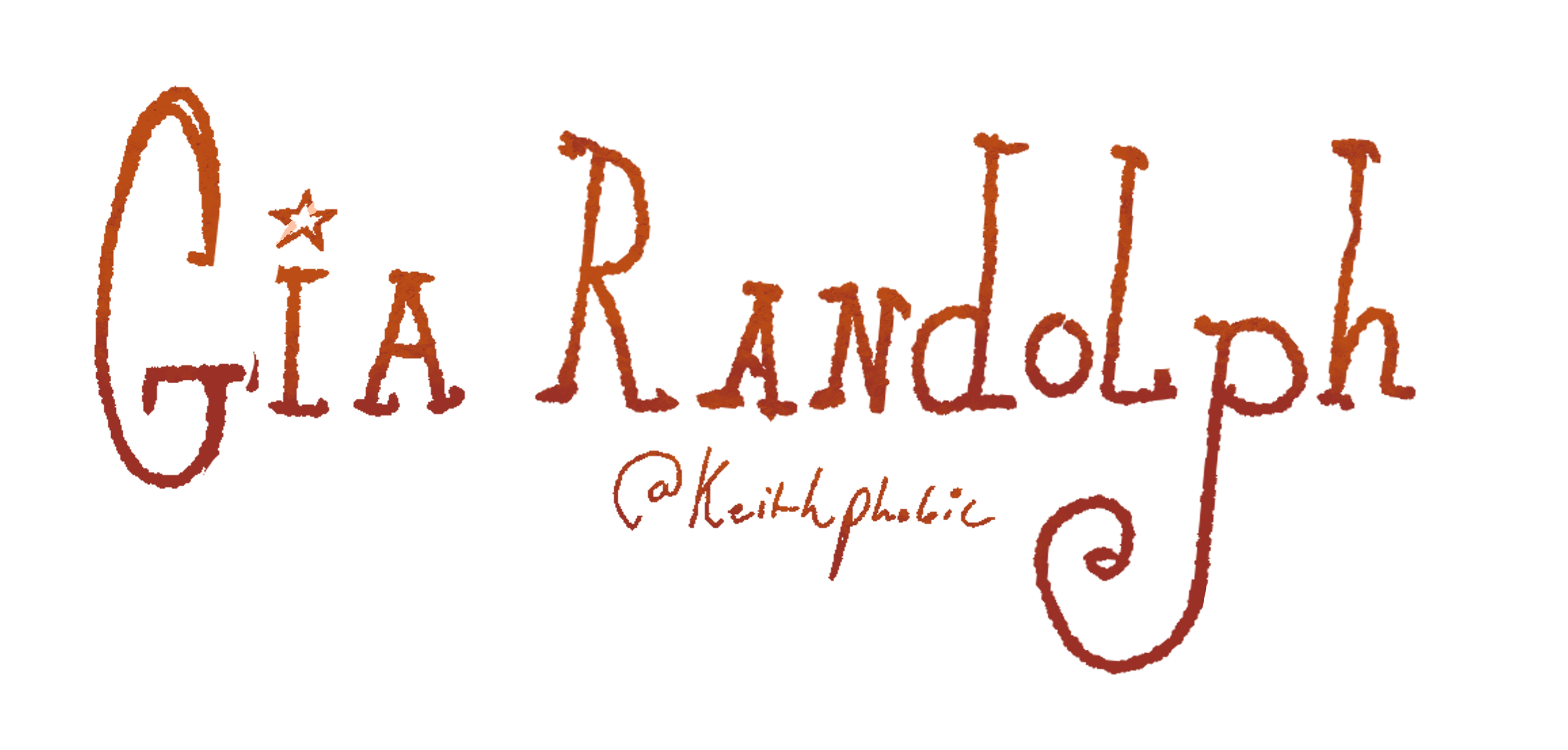 Red and brown stylized text reading "Gia Randolph" with "@keithphobic" underneath.
