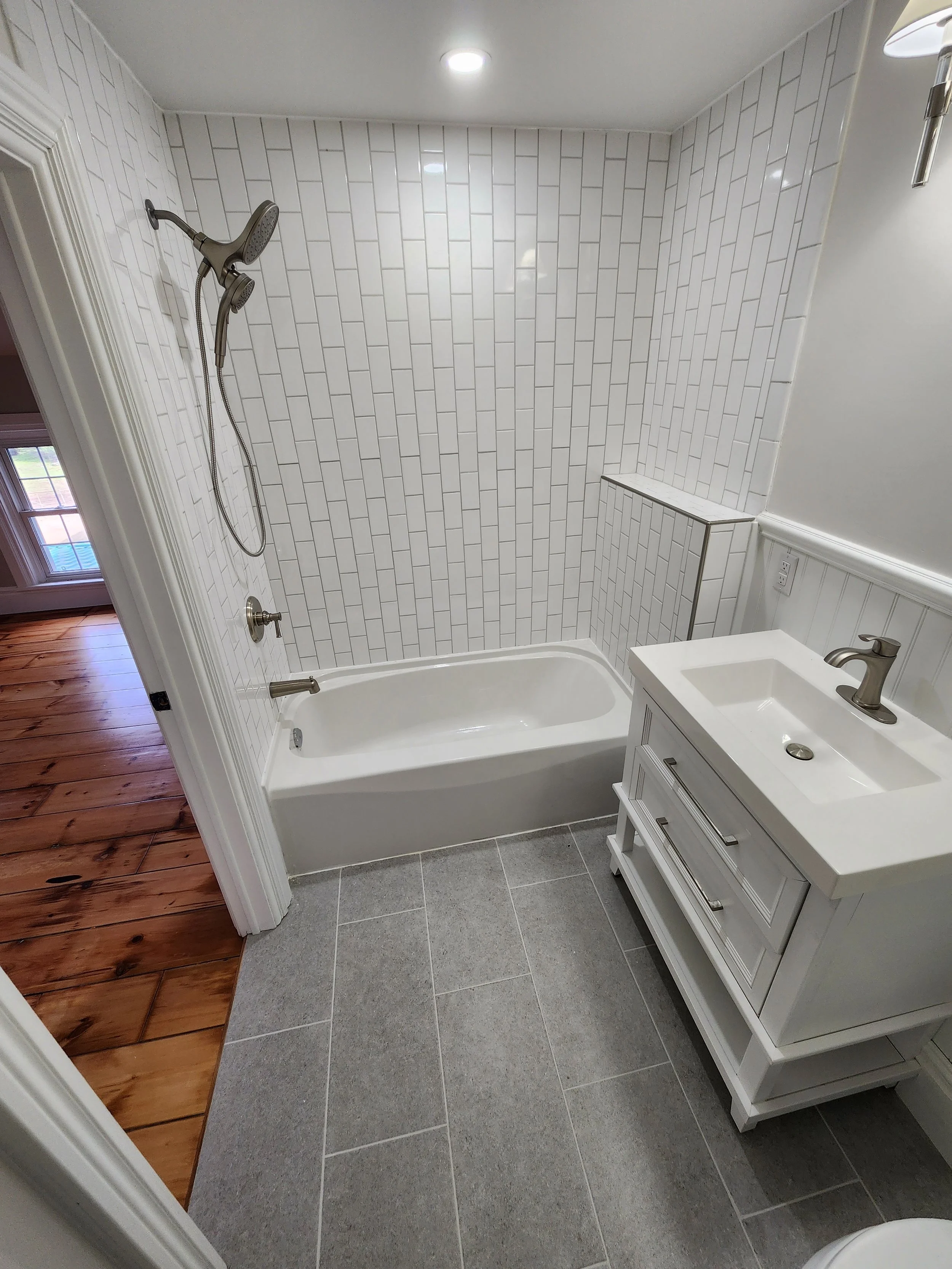 Tile floor and shower walls installation