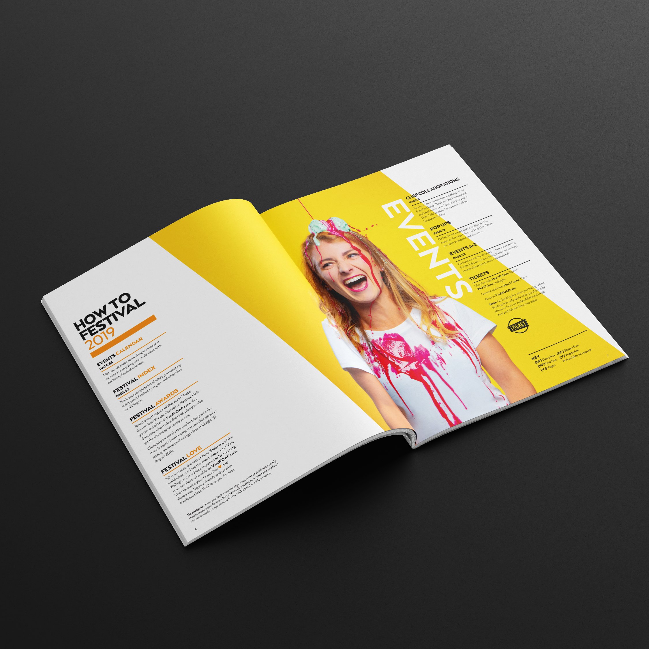 Visa WOAP programme design. Branding, programme design, typography, designer, Creative Director. Alice Lloyd.