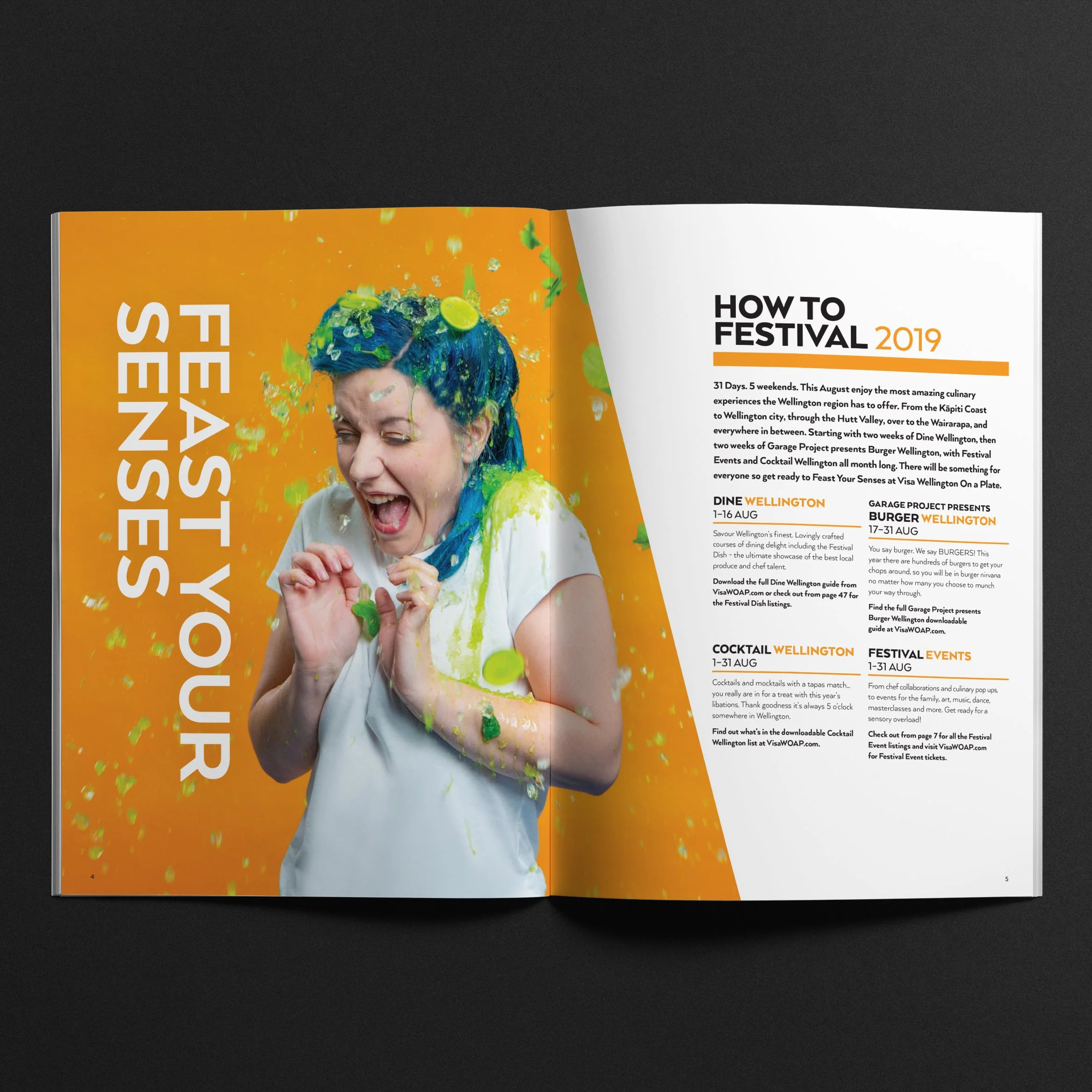 Visa WOAP programme design. Branding, programme design, typography, designer, Creative Director. Alice Lloyd.