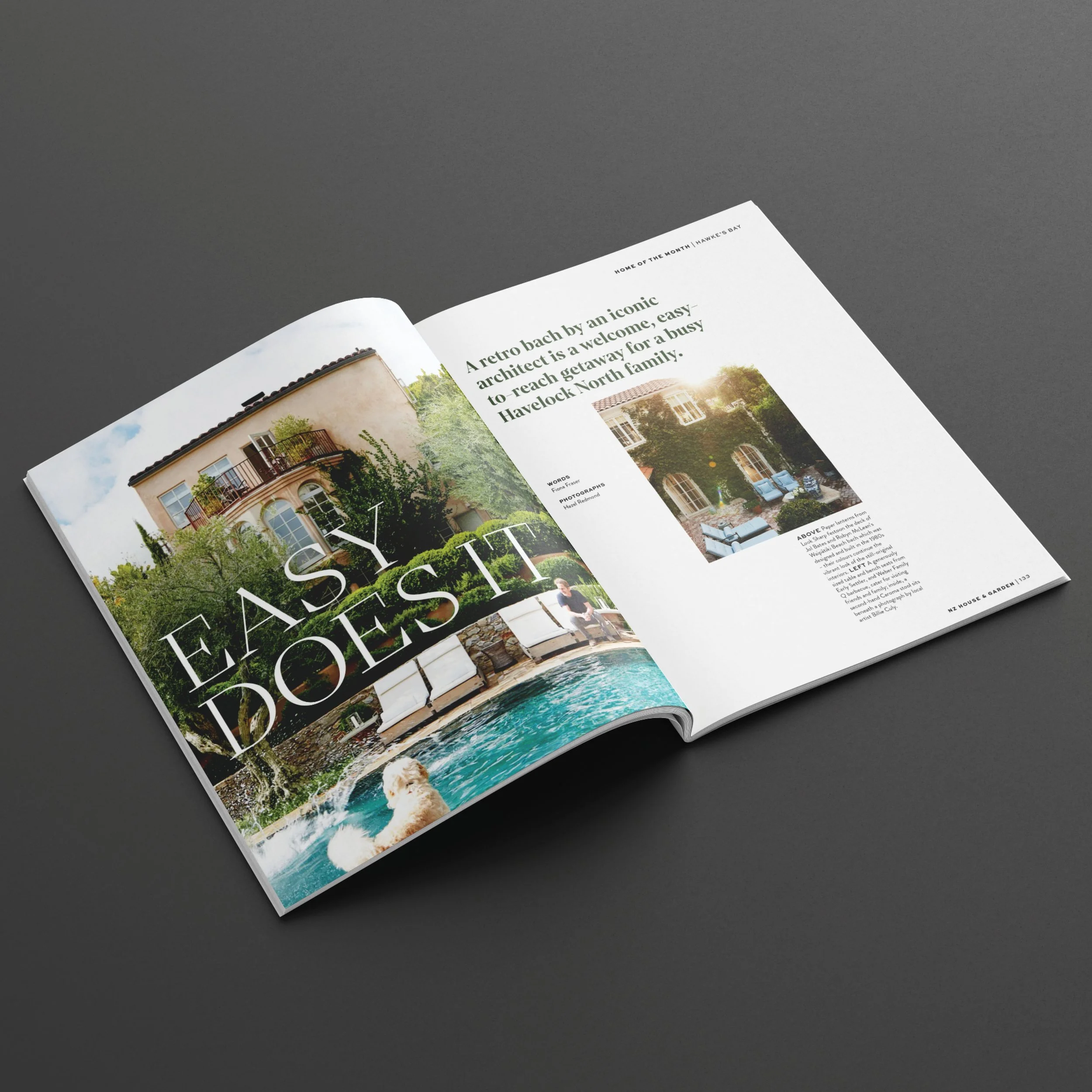 Spread from NZ House & Garden magazine. Studio photography, magazine design, branding, typography, designer. Alice Lloyd.