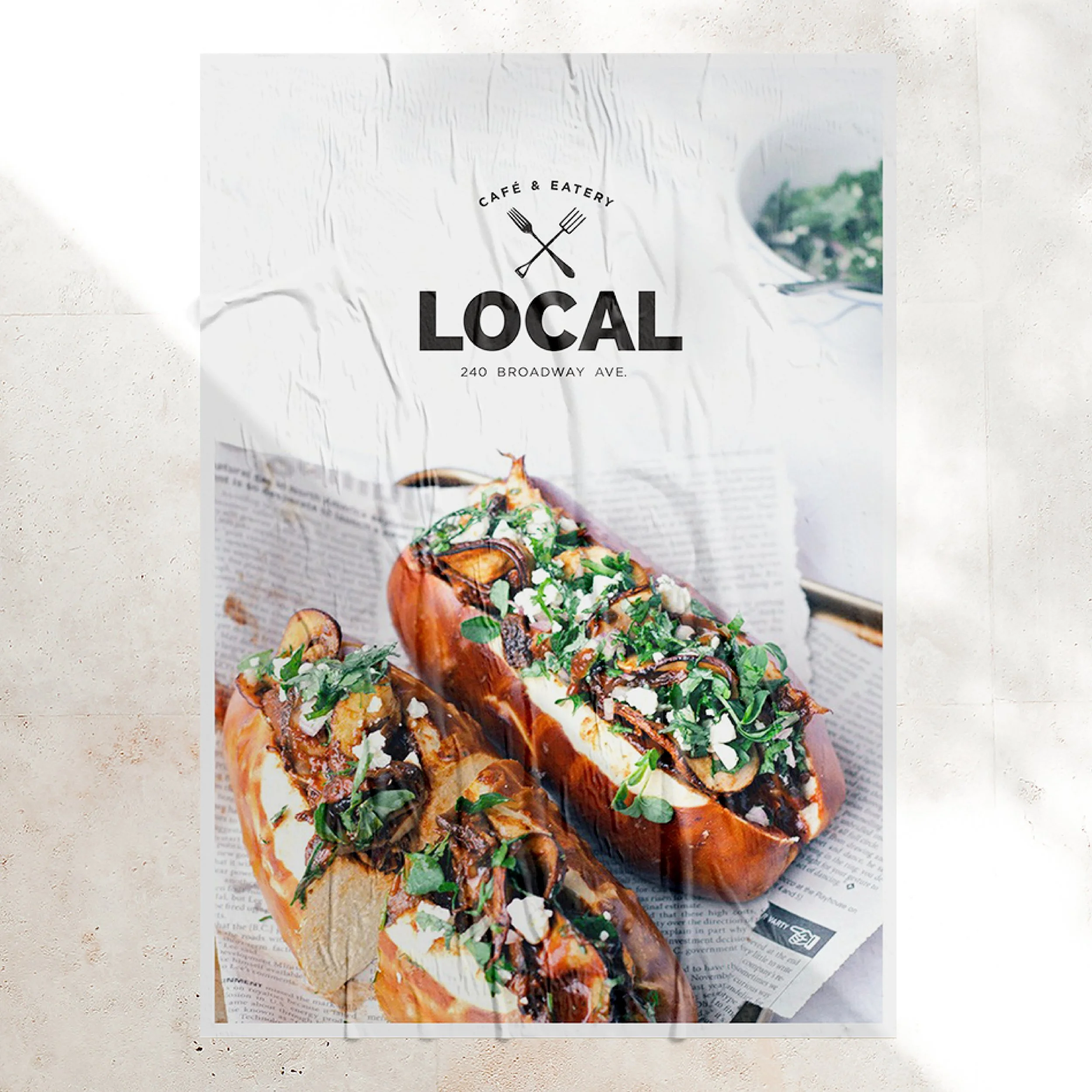 Local cafe and eatery poster. Branding, hospitality design, interior architecture, poster design, print, designer, Creative Director. Alice Lloyd.