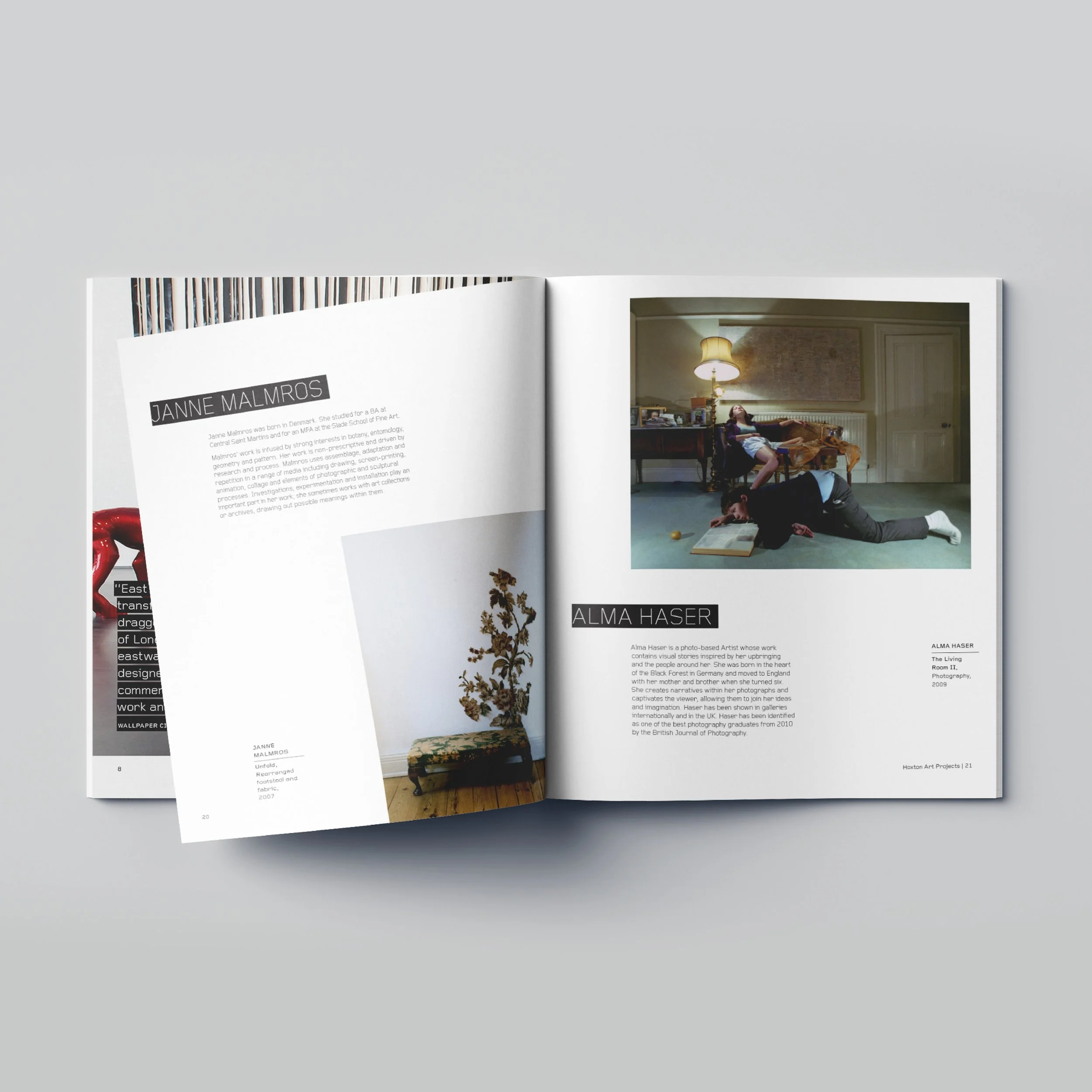 Hoxton Art Projects catalogue. Branding, programme and catalogue design, typography, designer, Creative Director. Alice Lloyd.