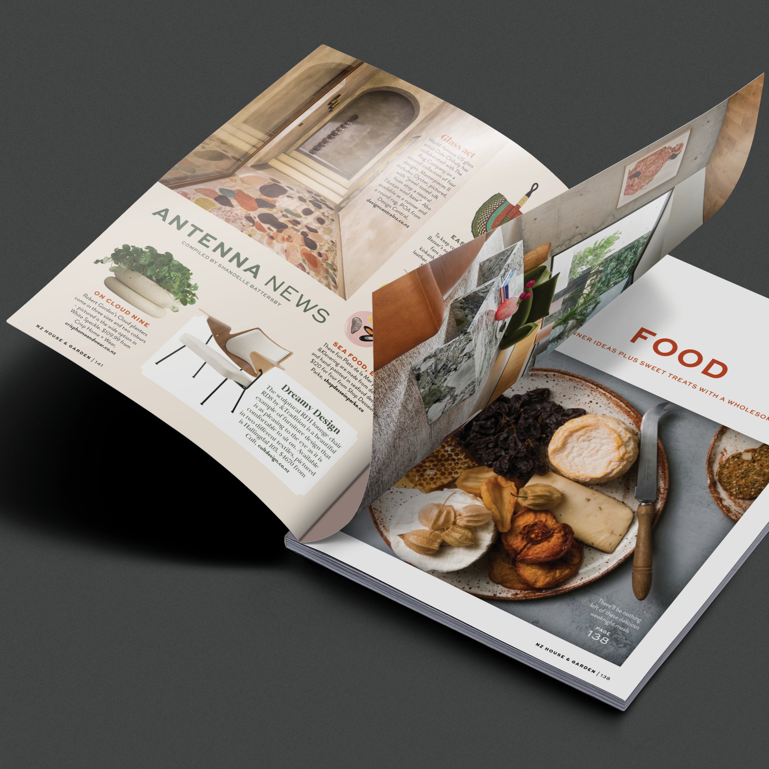 Spread from NZ House & Garden magazine. Studio photography, magazine design, branding, typography, designer. Alice Lloyd.