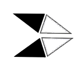 Black background with two white right-pointing triangles, one inside the other