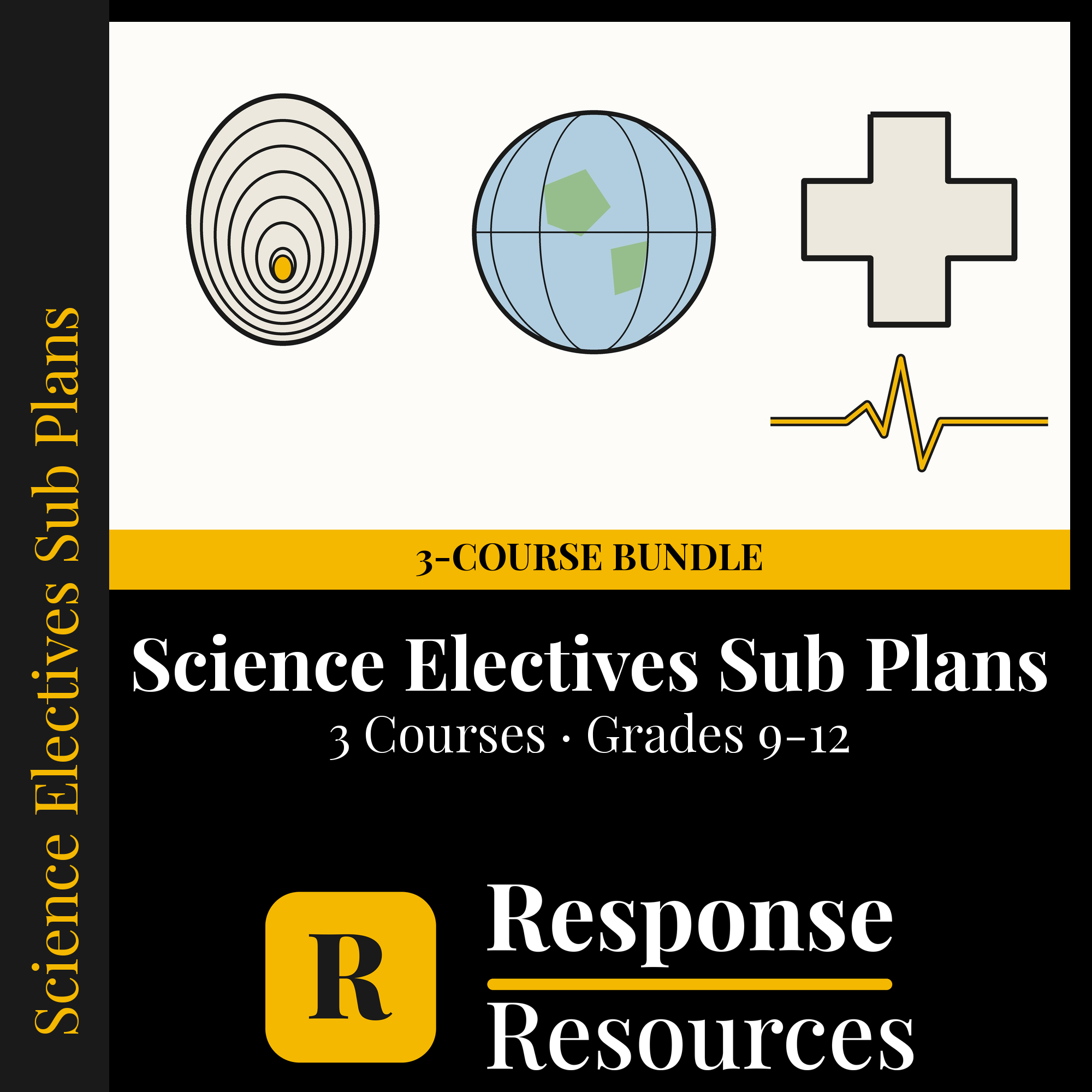 High School Science Electives Sub Plans Bundle — Earth Science, Forensic Science, Health Science cover — Response Resources