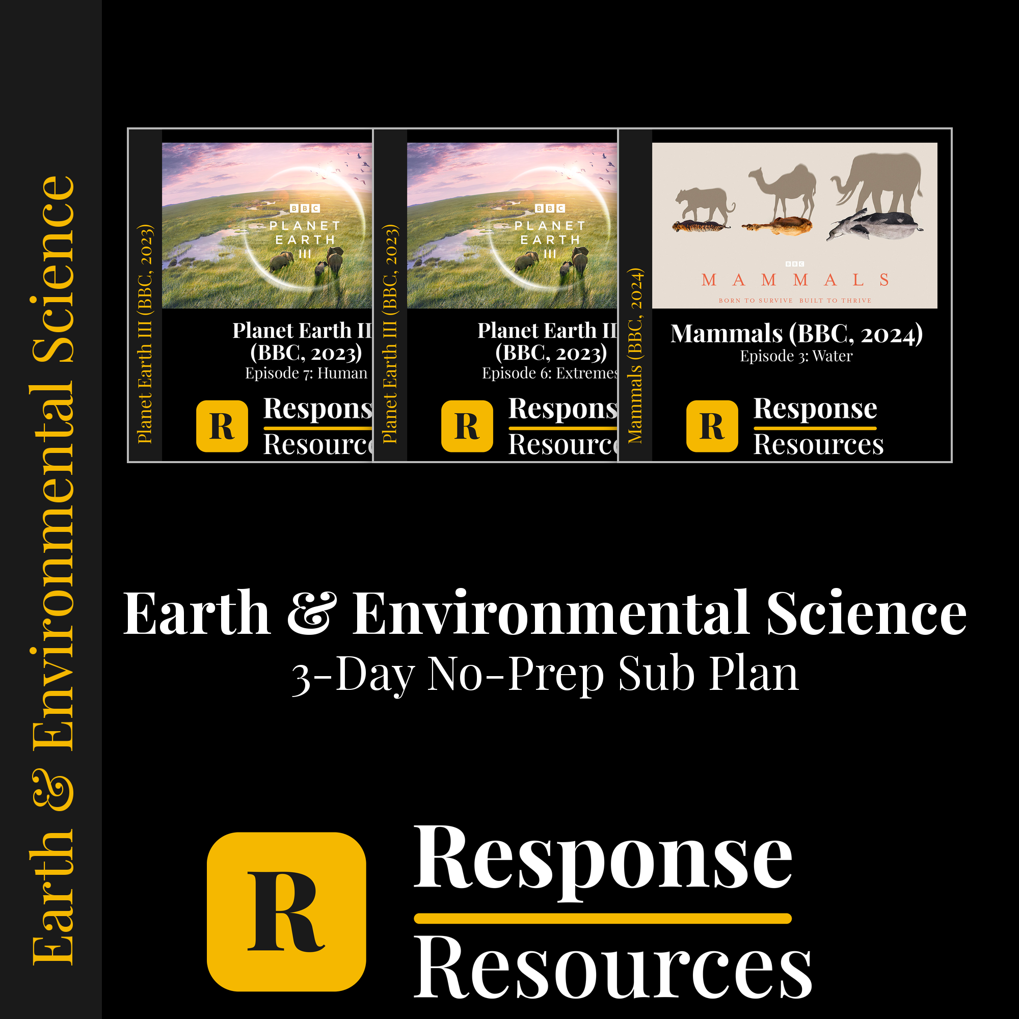 Earth & Environmental Science — 3-Day Sub Plan — no-prep documentary sub plan, grades 6-12
