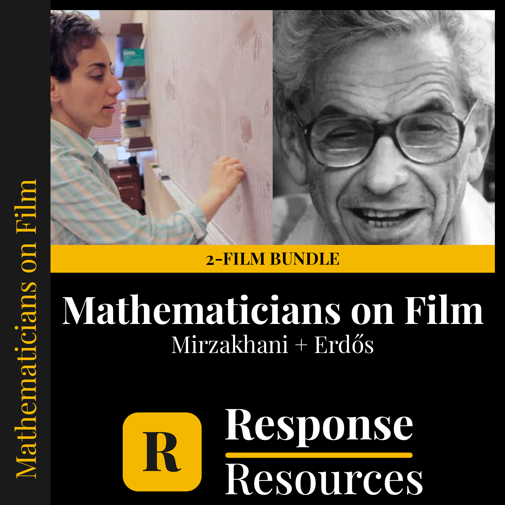 Mathematicians on Film video worksheets bundle cover, Maryam Mirzakhani and Paul Erdős — Response Resources