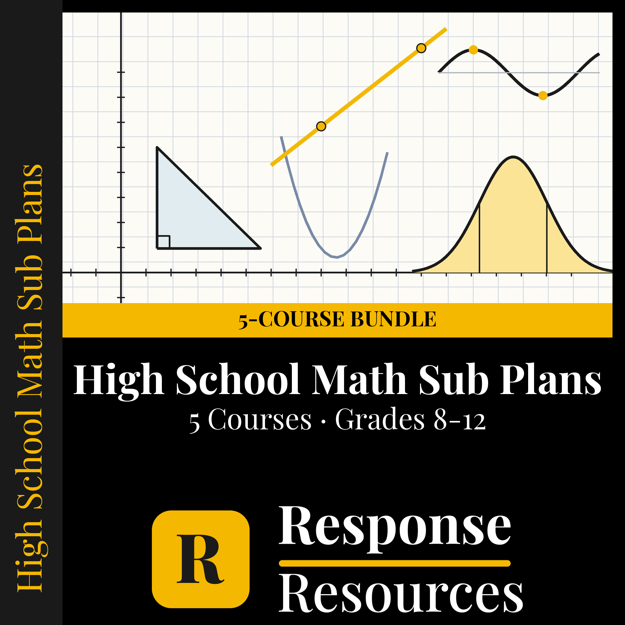 Complete High School Math Sub Plans Bundle — 5 Courses, No Prep cover — Response Resources