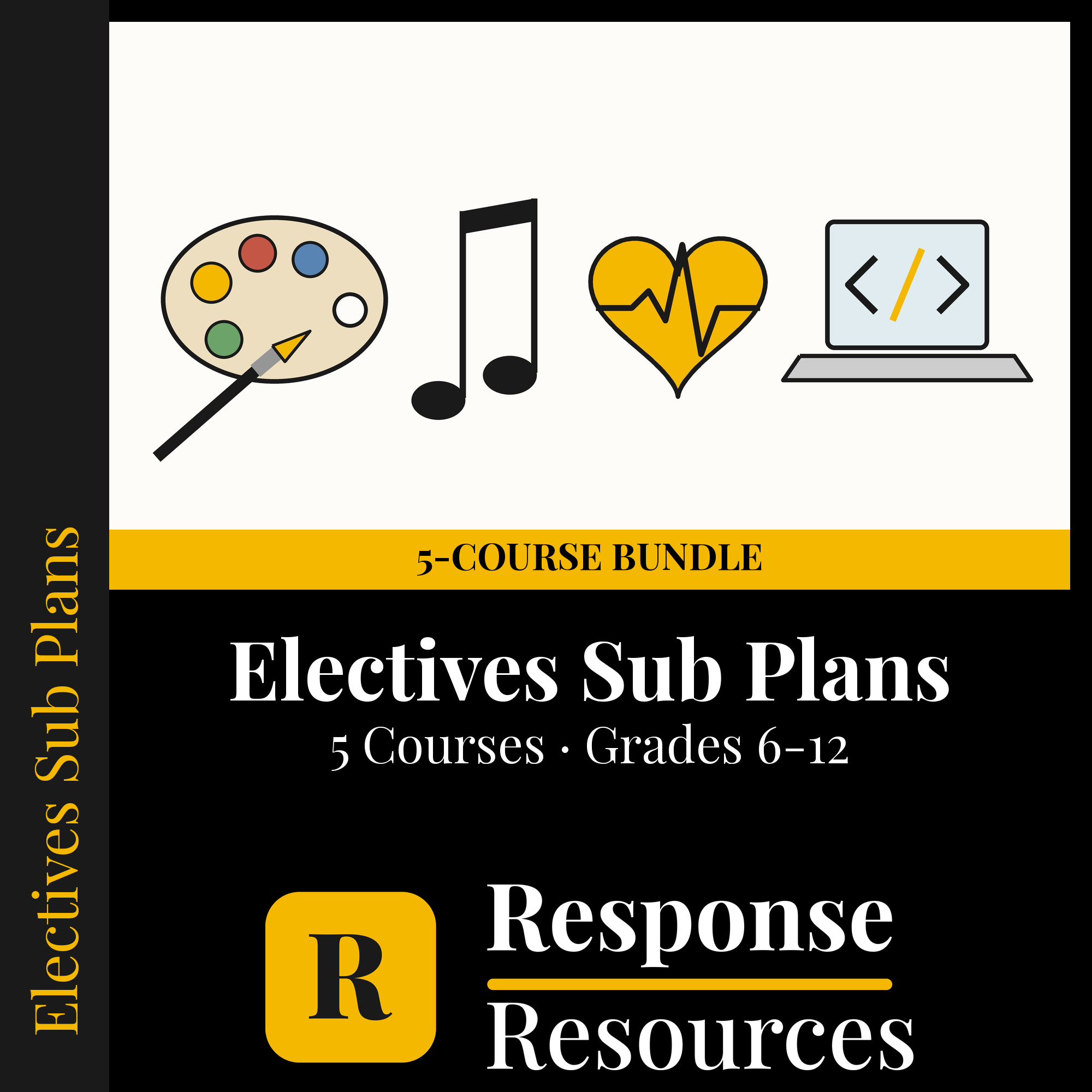 Electives & Specials Sub Plans Bundle — 5 Courses, No Prep cover — Response Resources