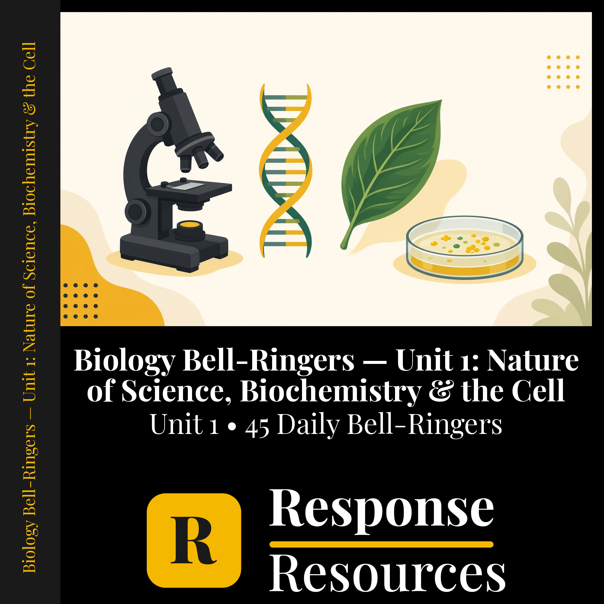Biology Bell Ringers Unit 1 - 45 Daily Warm-Ups (Grades 9-12) cover — Response Resources