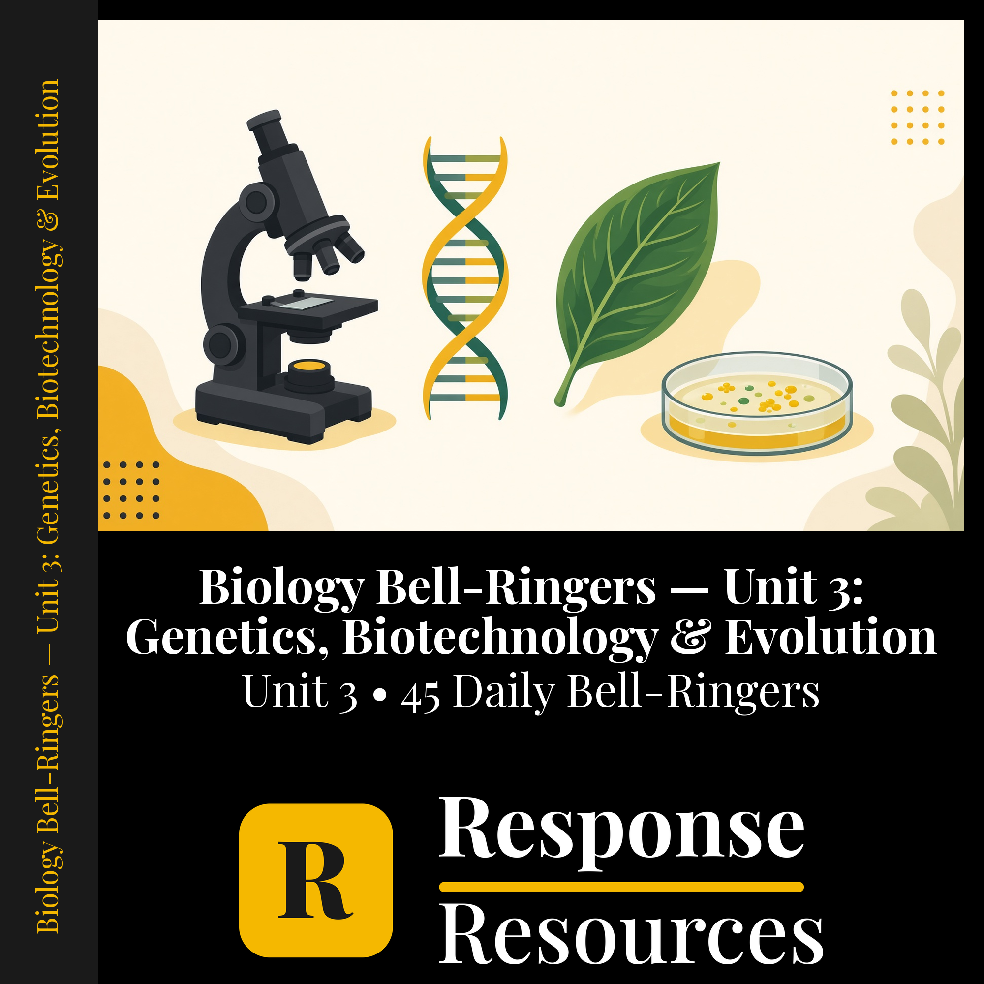 Biology Bell Ringers Unit 3 - 45 Daily Warm-Ups (Grades 9-12) cover — Response Resources