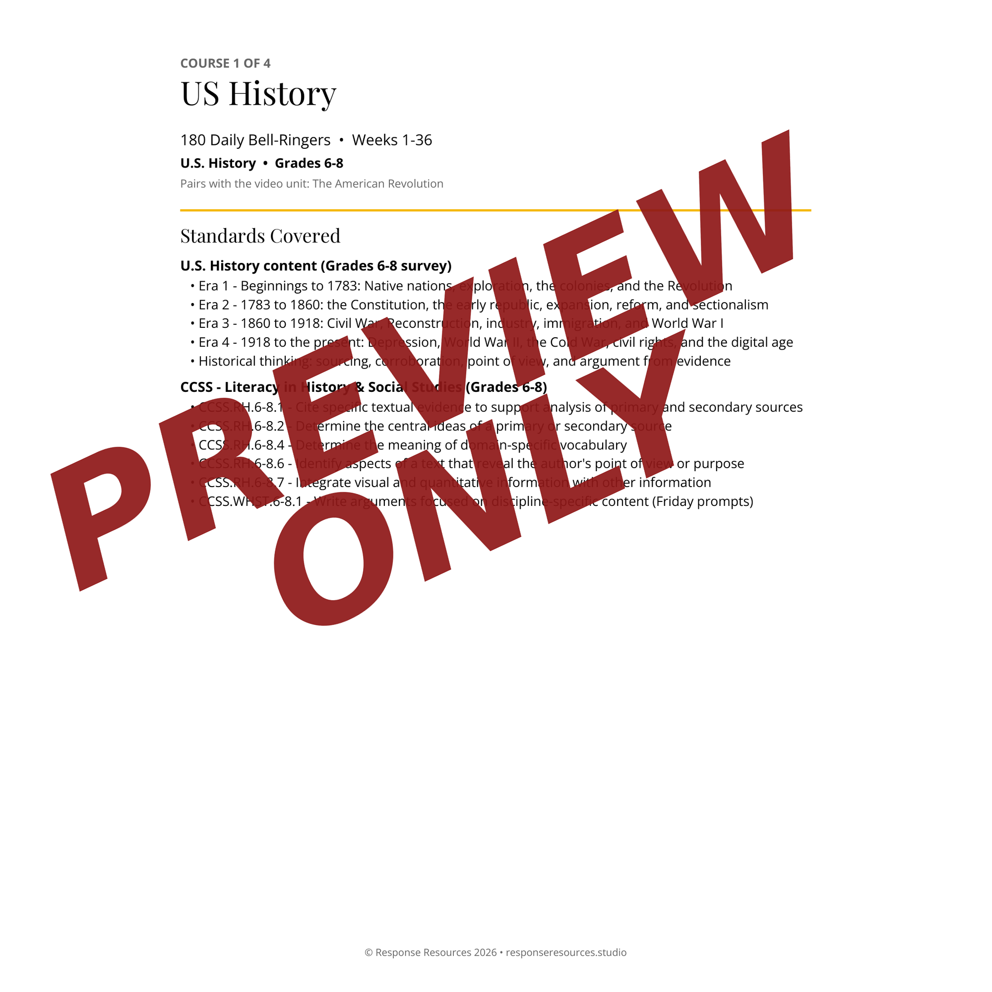Preview page of Social Studies Bell Ringers MEGA BUNDLE - 720 Warm-Ups, 4 Full Years