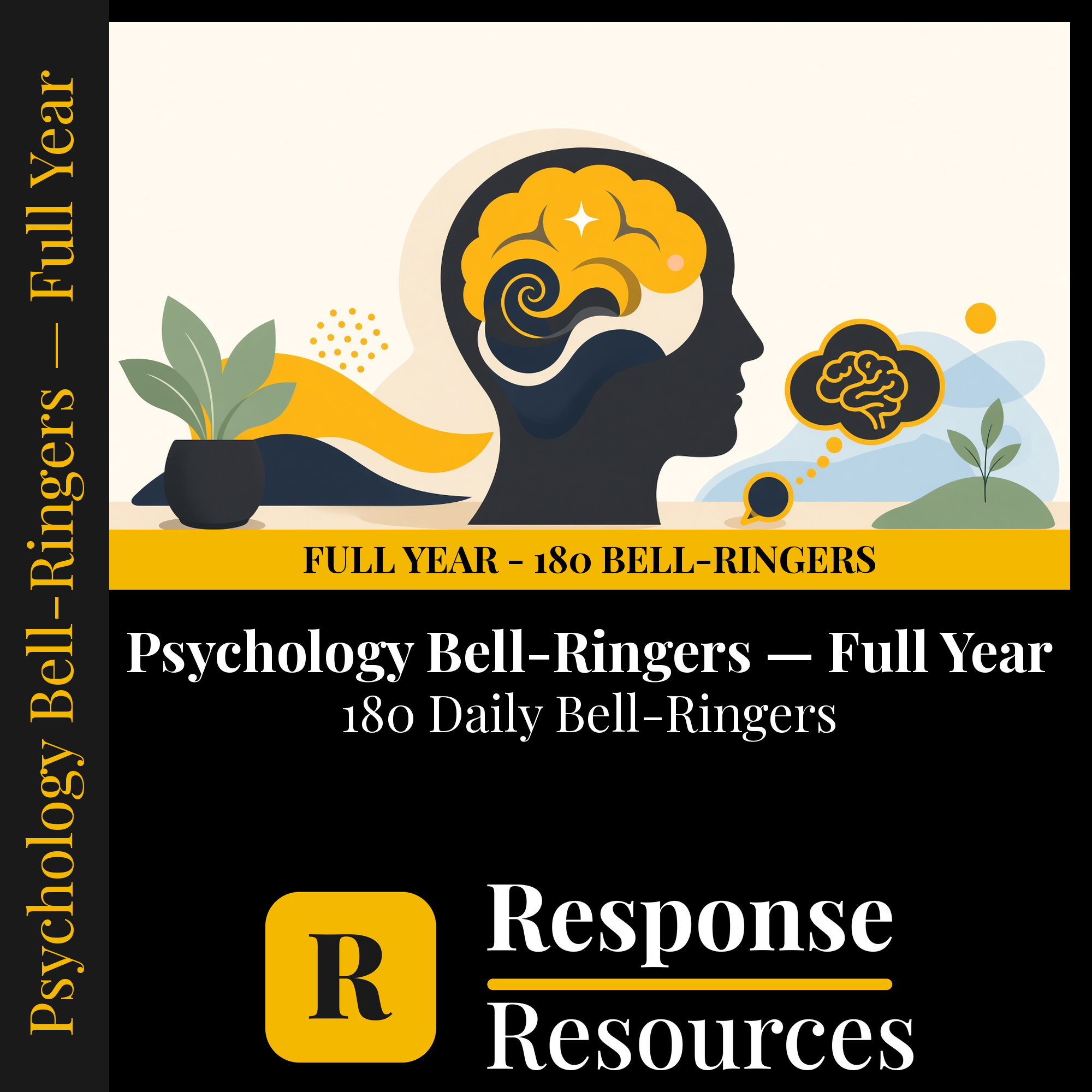 Psychology Bell Ringers FULL YEAR - 180 Daily Warm-Ups (Grades 9-12) cover — Response Resources