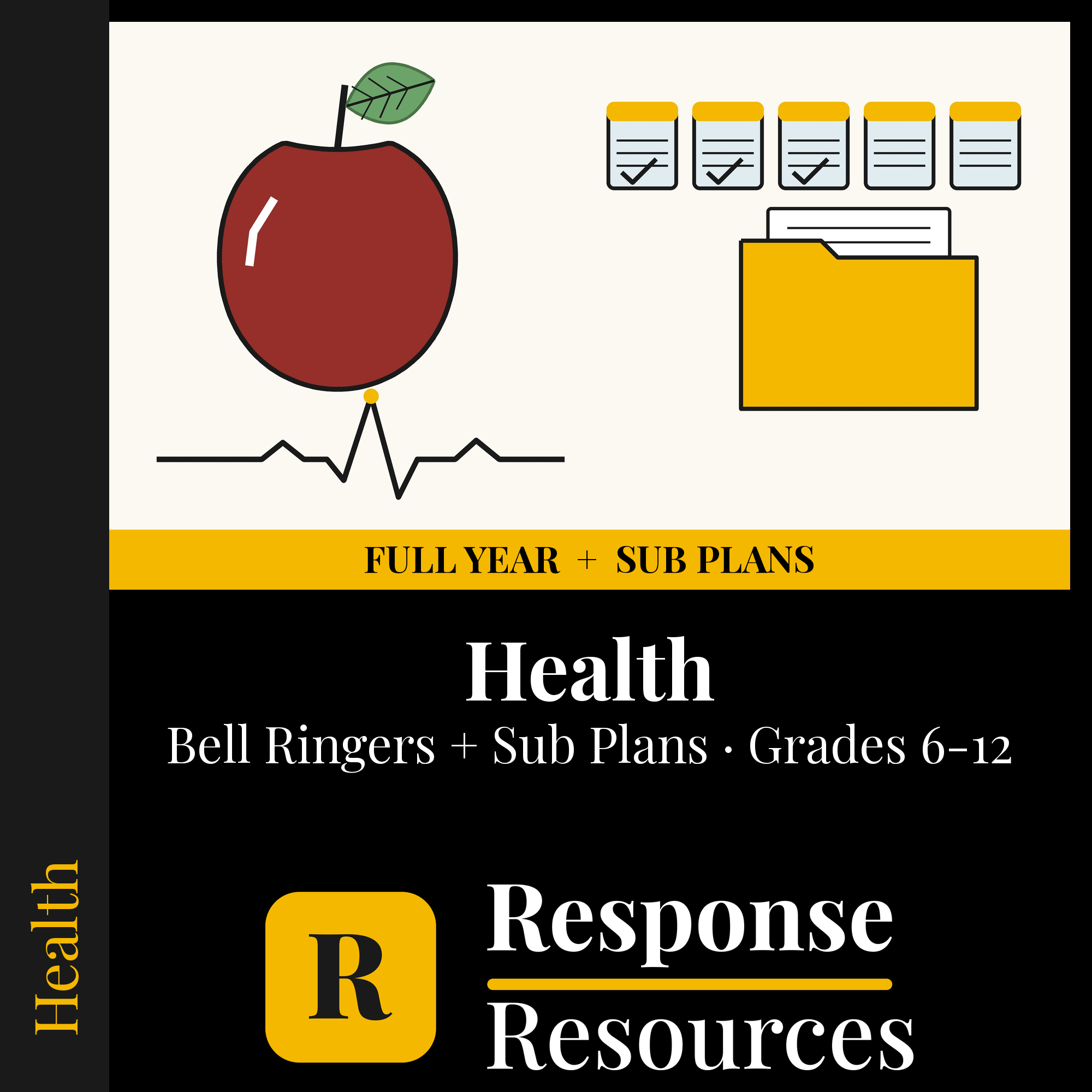 Health — Full-Year Bell Ringers + 5-Day Emergency Sub Plans cover — Response Resources