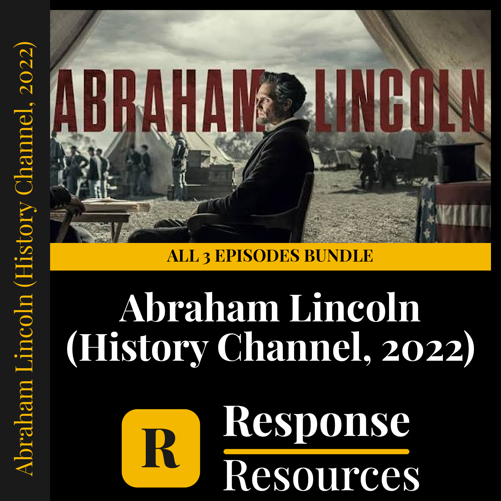 Abraham Lincoln (History Channel, 2022) all 3 episodes bundle — fill-in-the-blank documentary worksheets for US History grades 9-12