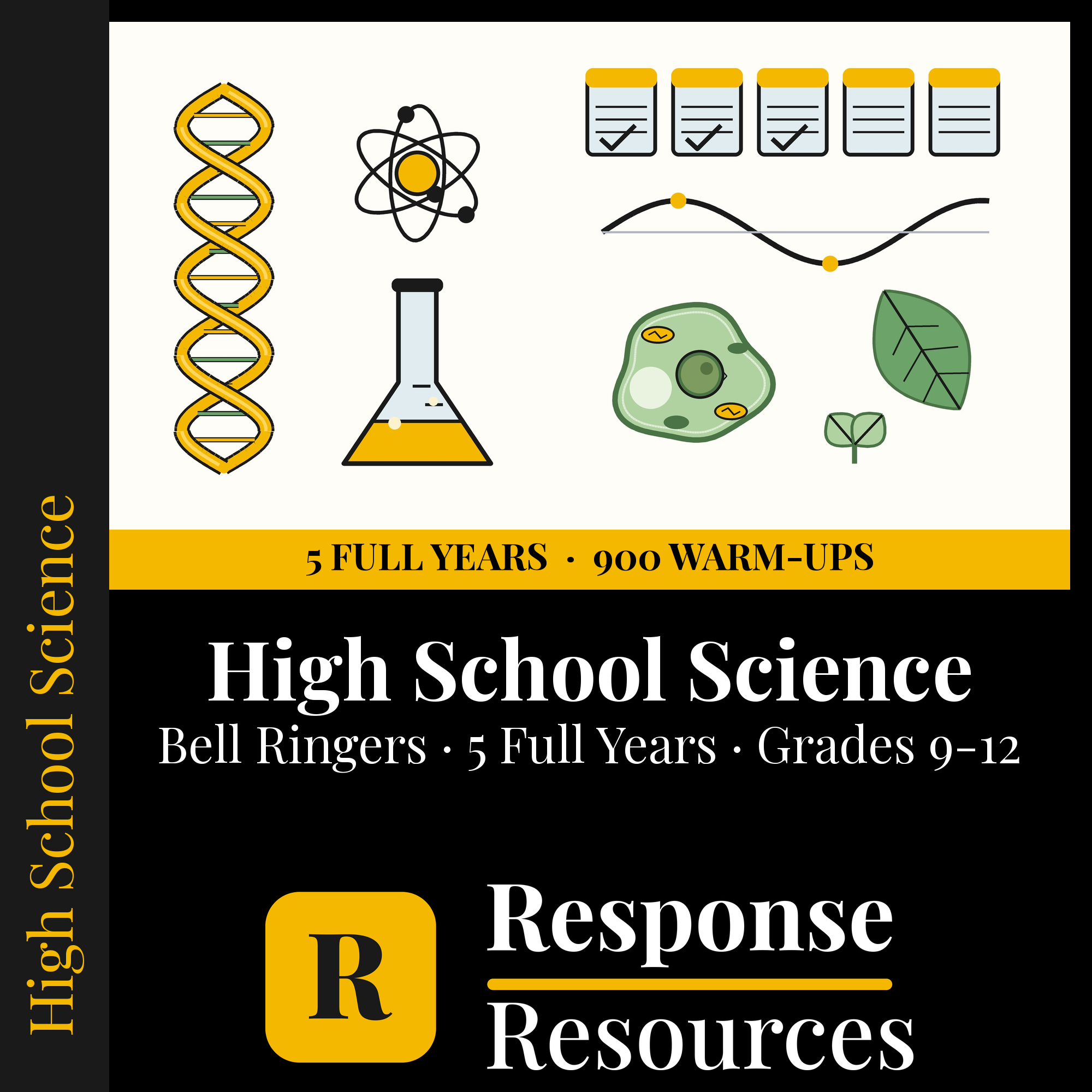 High School Science Bell-Ringers Bundle — 5 Full Years, Grades 9-12 cover — Response Resources
