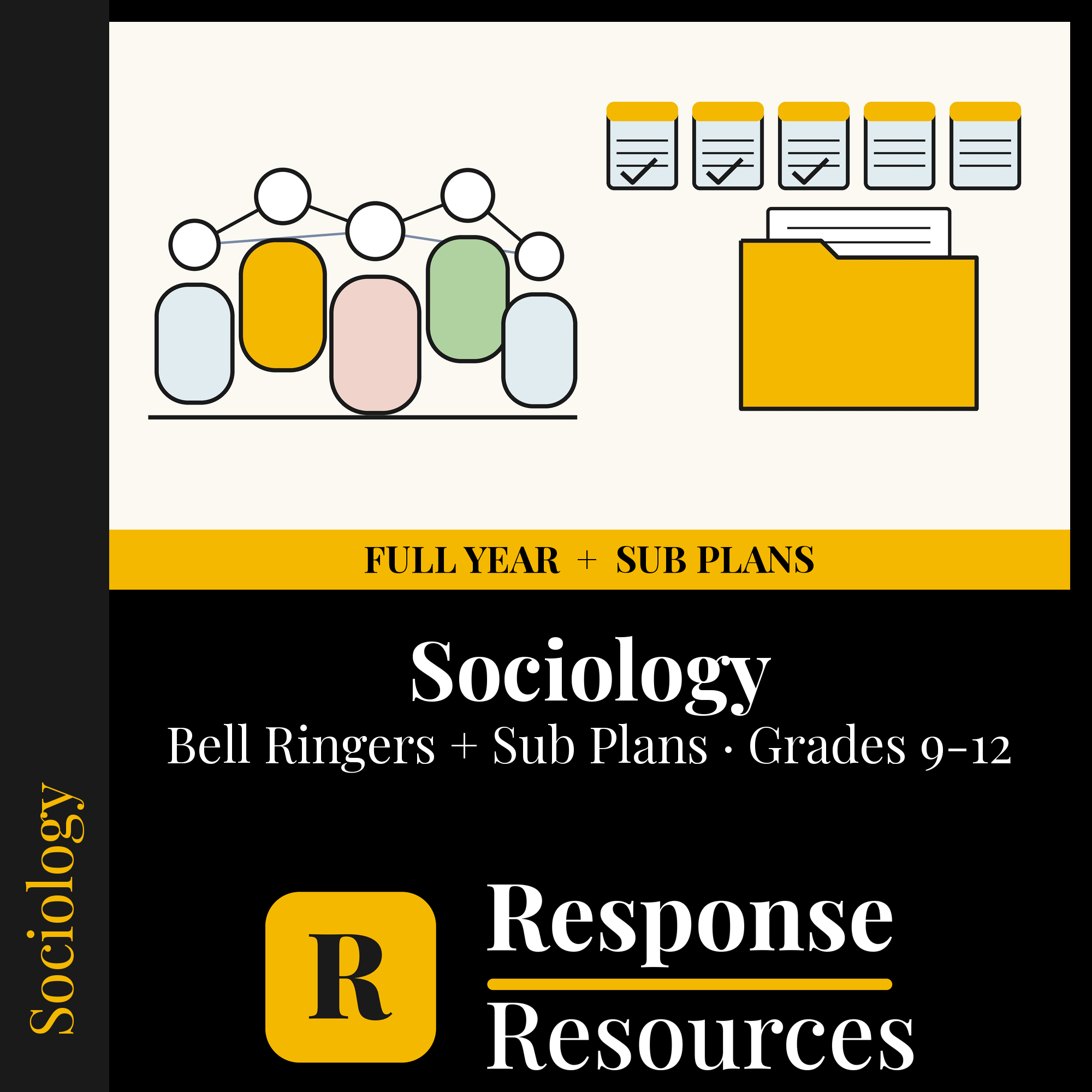 Sociology — Full-Year Bell Ringers + 5-Day Emergency Sub Plans cover — Response Resources