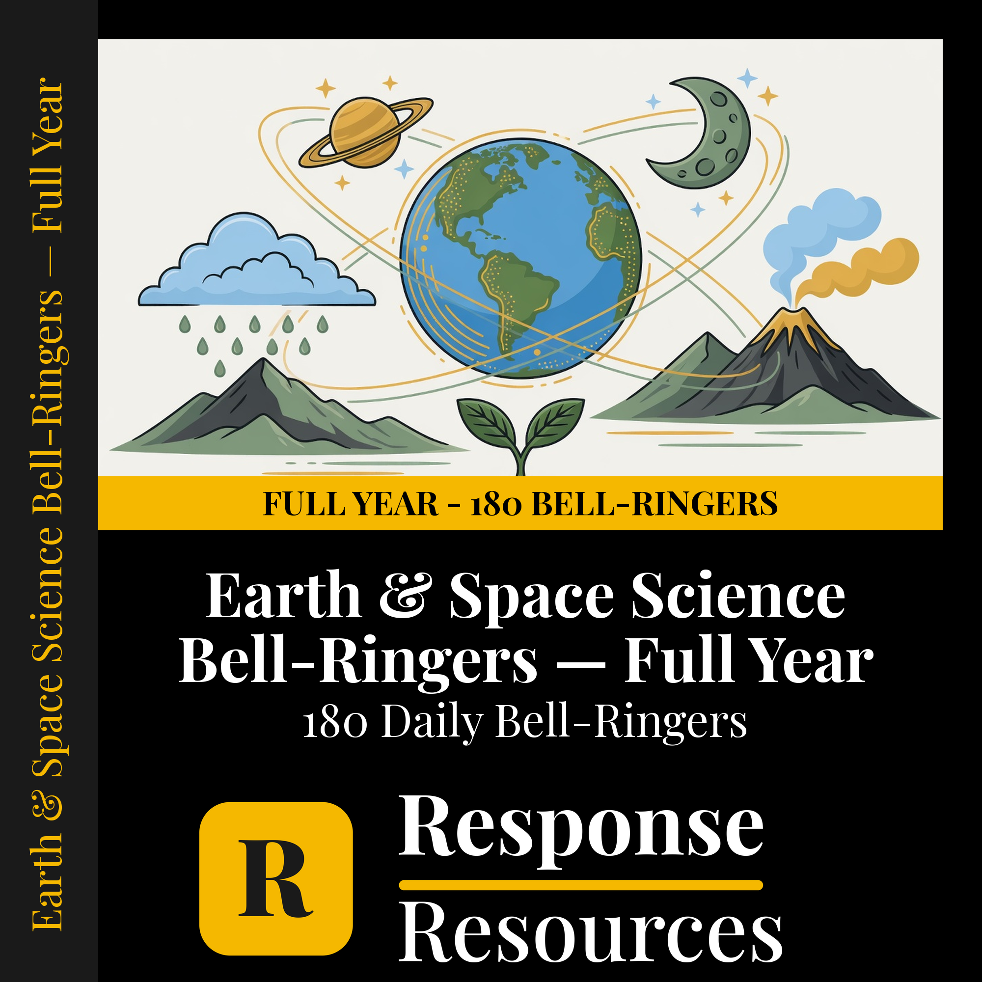 Earth & Space Science Bell Ringers FULL YEAR - 180 Warm-Ups (6-8) cover — Response Resources