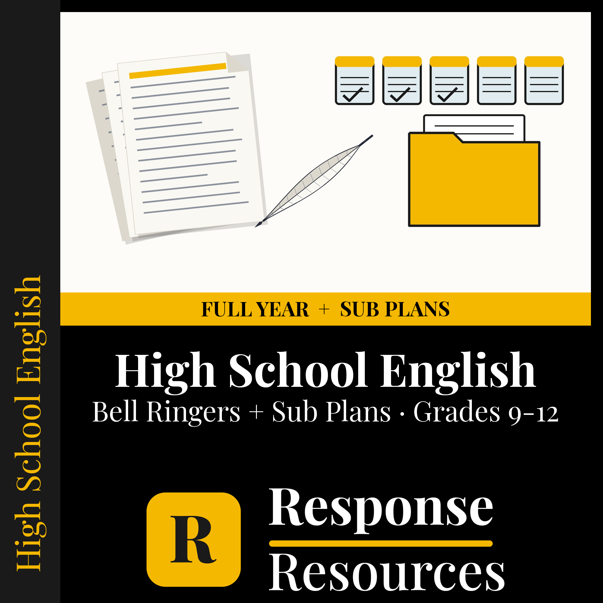 High School English — Full-Year Bell Ringers + 5-Day Emergency Sub Plans cover — Response Resources