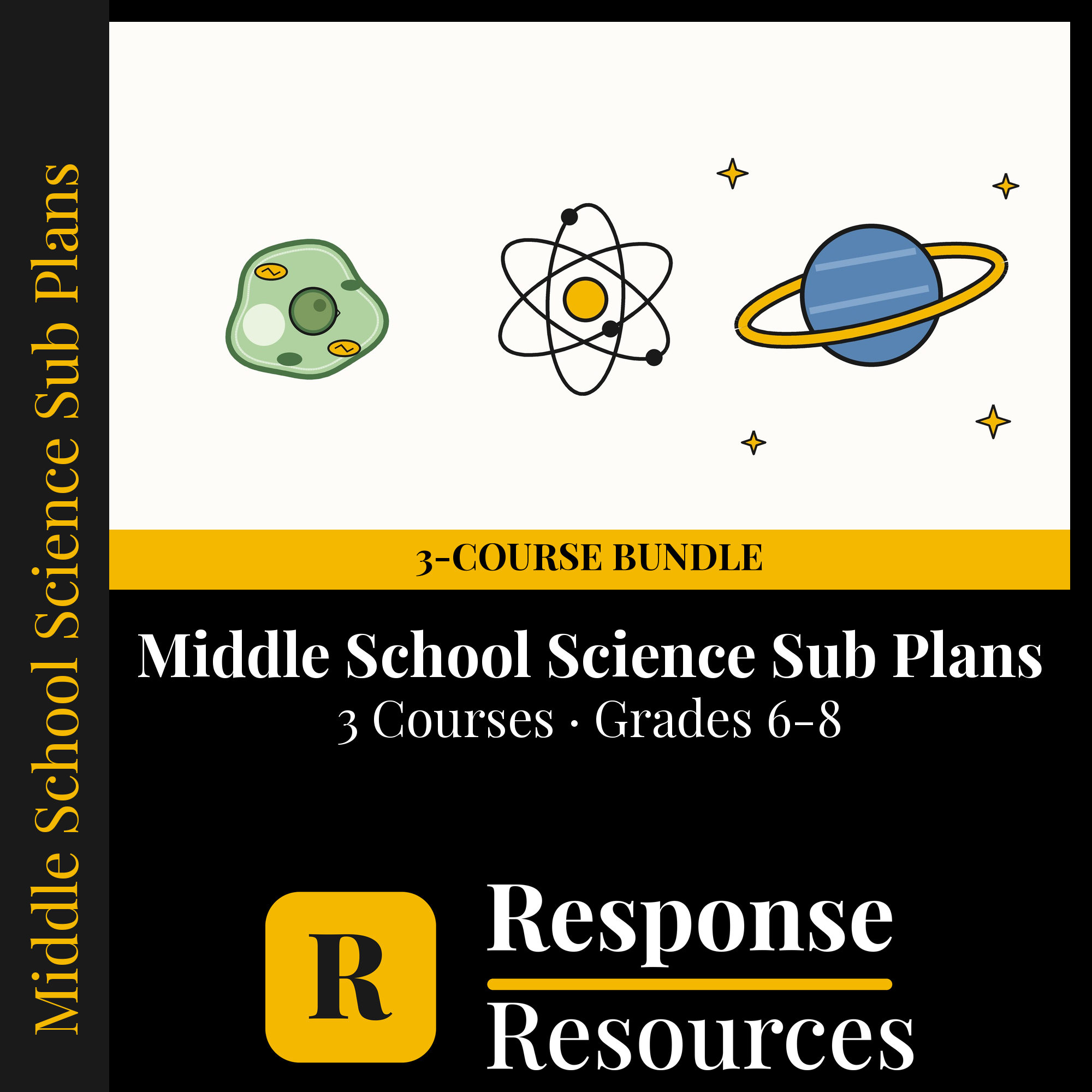 Middle School Science Sub Plans Bundle — 3 Courses, No Prep cover — Response Resources