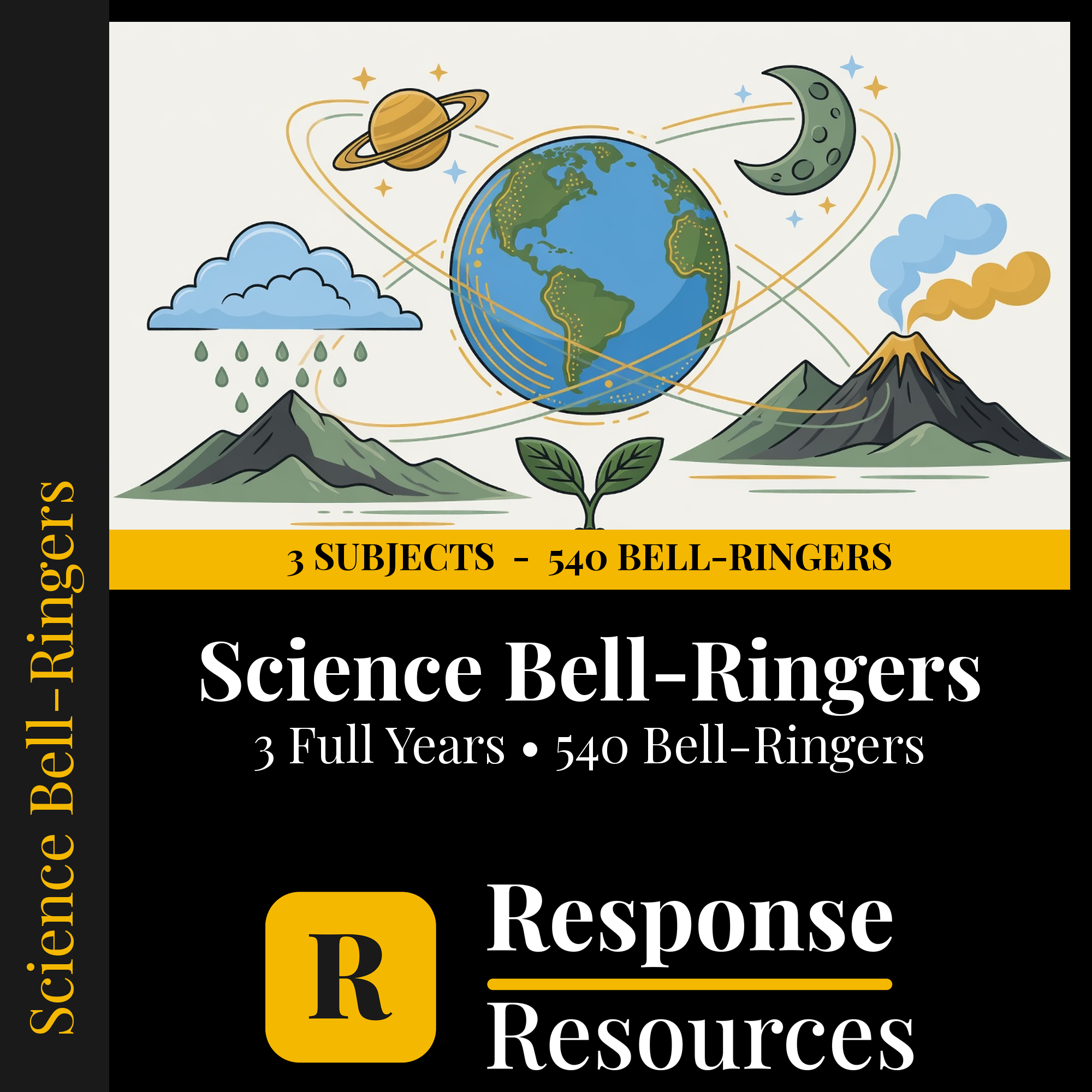 Science Bell Ringers MEGA BUNDLE - 540 Warm-Ups, 3 Full Years (6-8) cover — Response Resources
