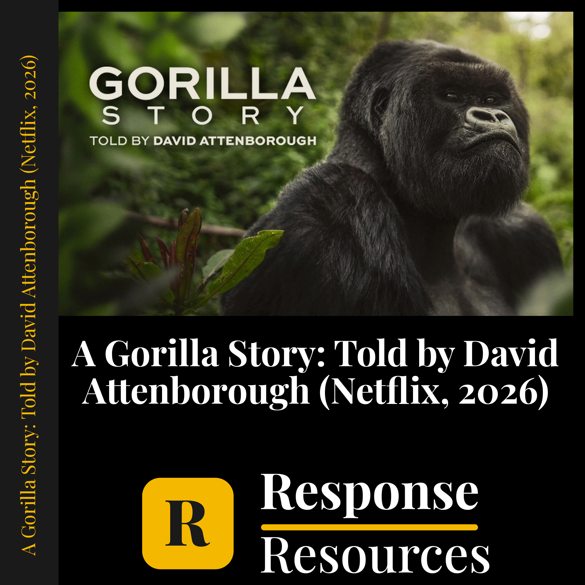 A Gorilla Story: Told by David Attenborough (Netflix, 2026) — fill-in-the-blank documentary worksheets for Biology