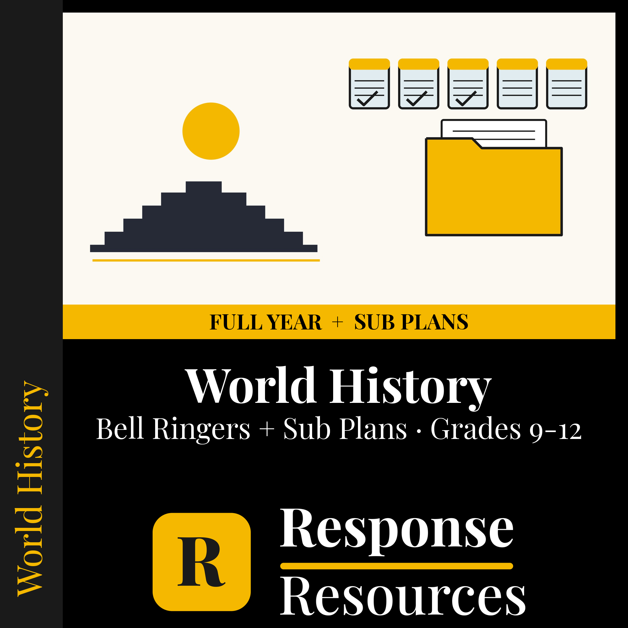 World History — Full-Year Bell Ringers + 5-Day Emergency Sub Plans cover — Response Resources