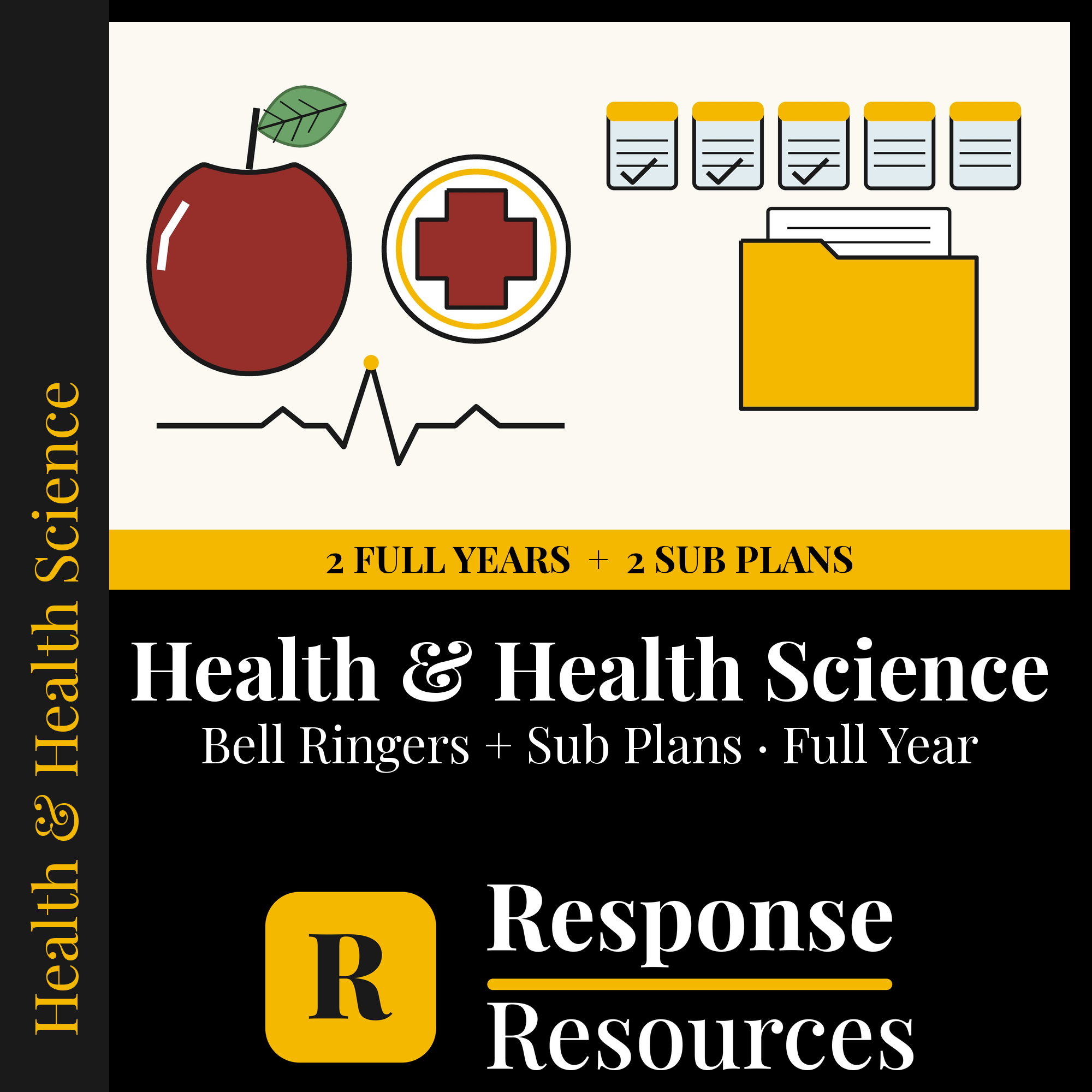 Health & Health Science Complete Bundle — Full-Year Bell Ringers + Emergency Sub Plans, Grades 6-12 cover — Response Resources