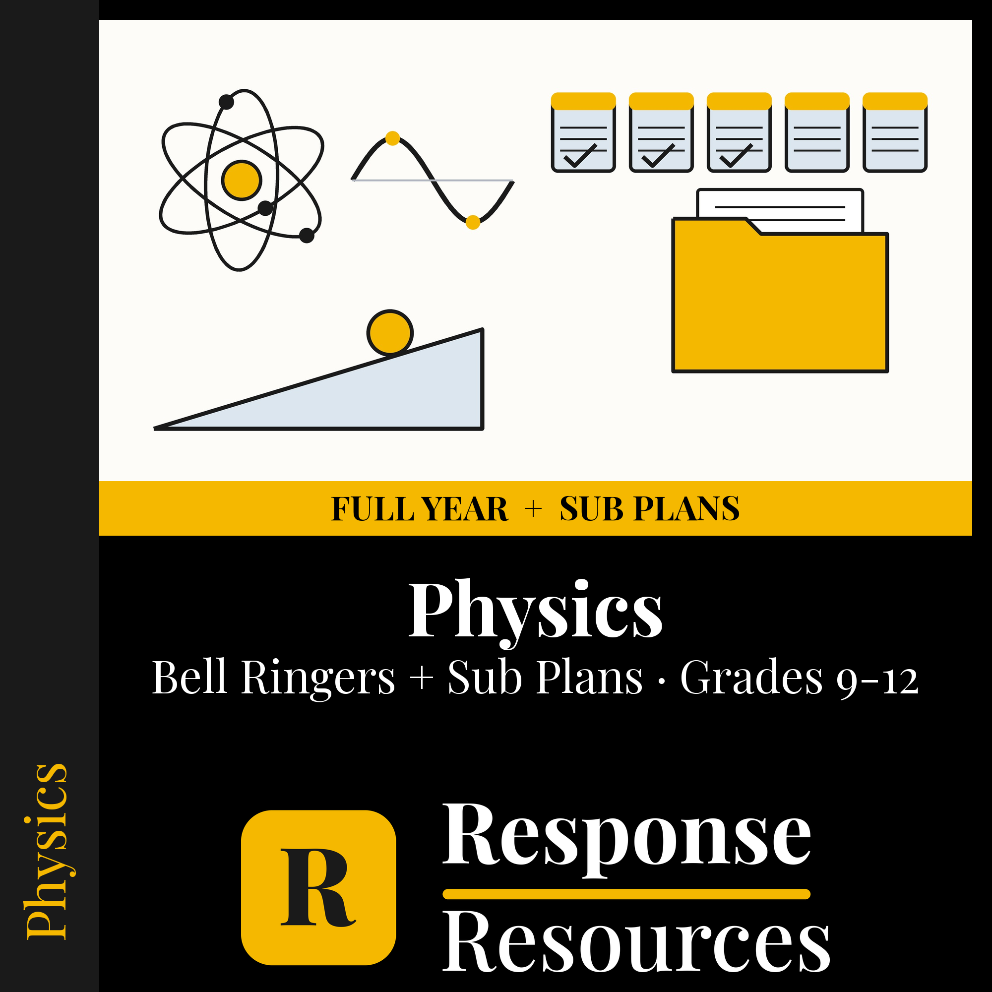 Physics — Full-Year Bell Ringers + 5-Day Emergency Sub Plans cover — Response Resources