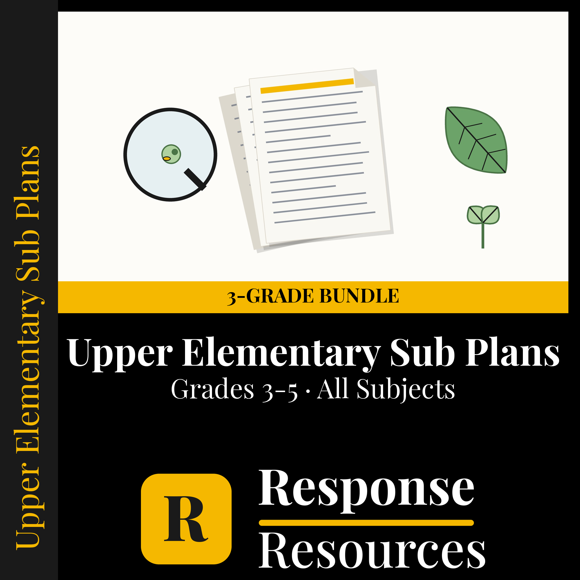 3-5 Sub Plans Bundle — 3rd, 4th and 5th Grade, No Prep cover — Response Resources