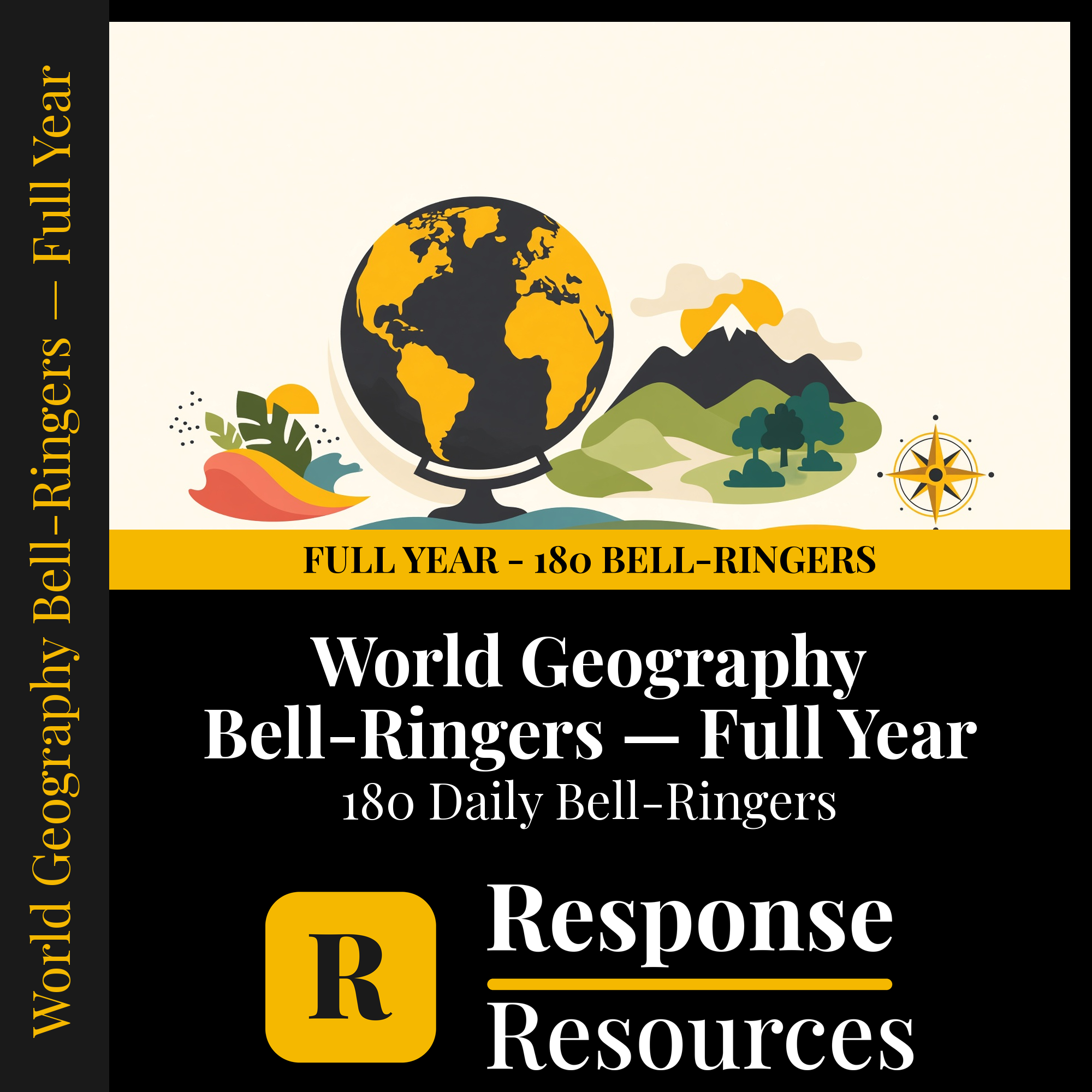 World Geography Bell Ringers FULL YEAR - 180 Daily Warm-Ups (Grades 6-12) cover — Response Resources